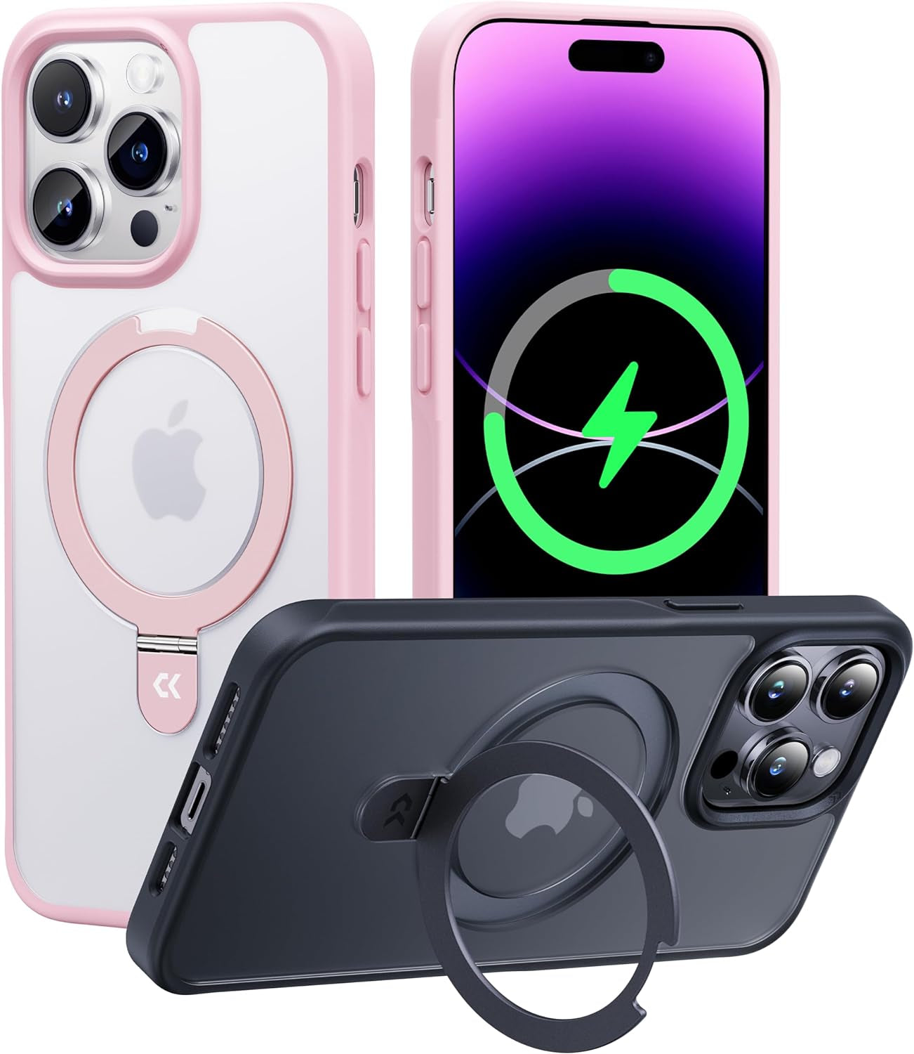 CASEKOO for Iphone 14 Pro Case with Magnetic Ring Stand [Military Drop Protection] [Compatible with Magsafe] Shockproof Slim Translucent Matte Phone Cases 6.1 Inch 2022, Purple  CASEKOO   