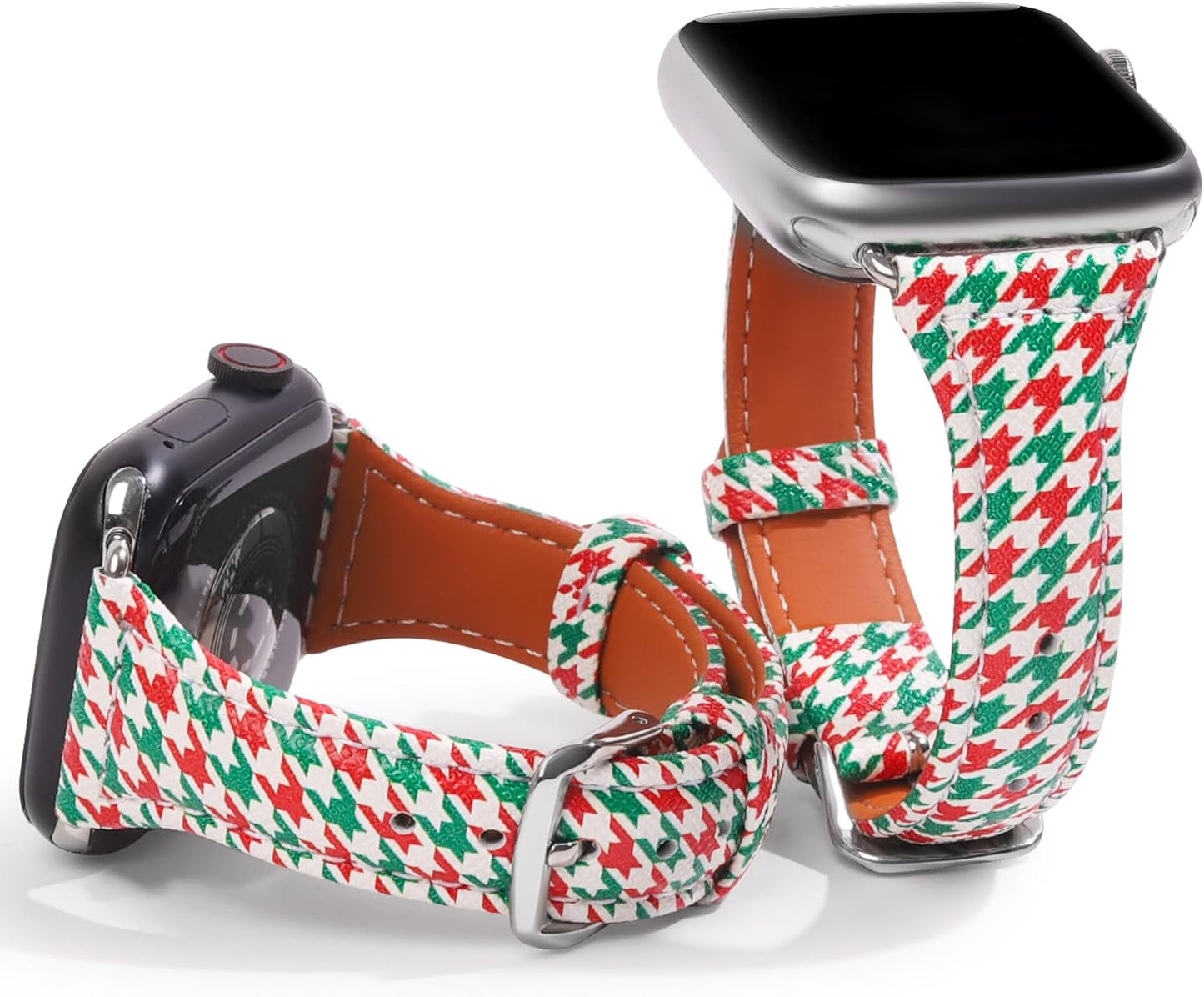 Designer Plaid Pattern Band Compatible with Apple Watch 41Mm 40Mm 38Mm, Soft Luxury Leather Wristband Black&White Grid for Iwatch Series 9/8/7/6/5/4/3/2/1/SE for Women/Girl