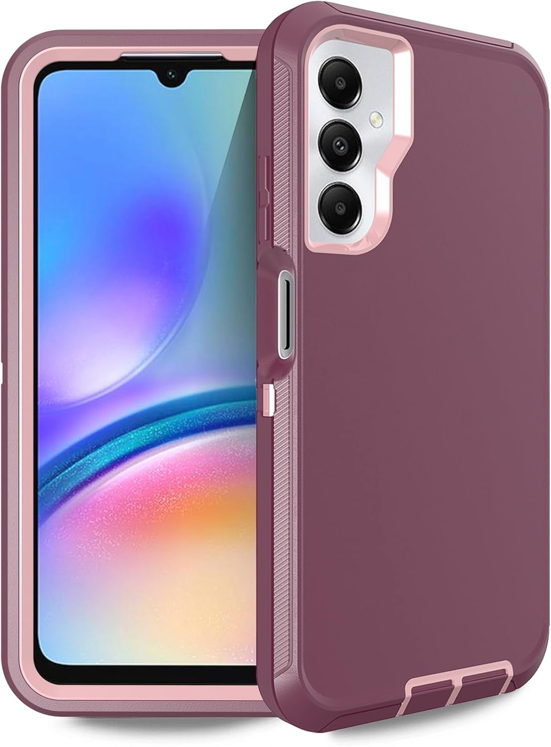 Anloes Case for Samsung Galaxy A53 5G, Galaxy A53 5G Phone Case Heavy Duty Shockproof Dustproof Rugged Defender Protective, 3 in 1 Bumper Cover for A53 5G Purple(Without Screen Protector)