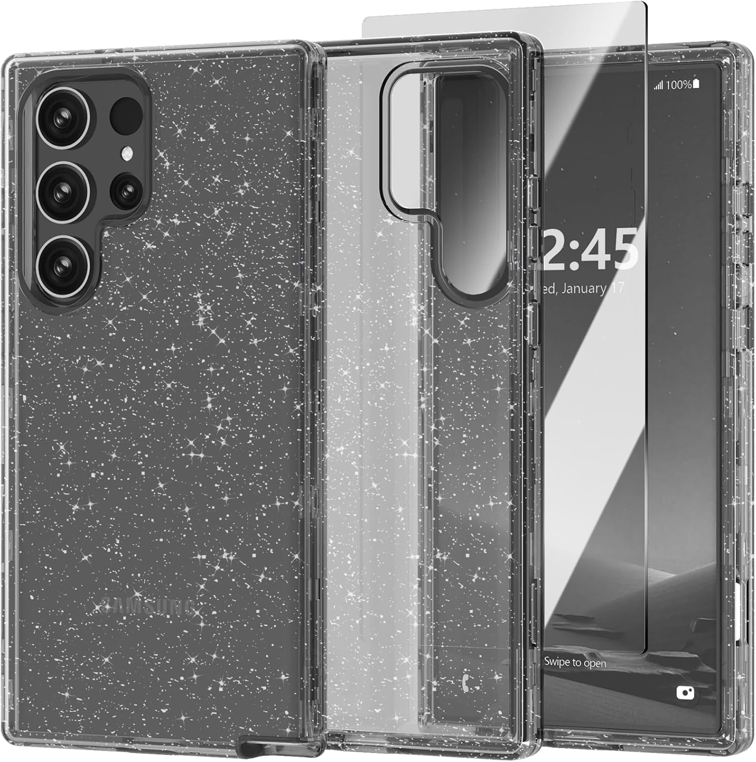 ACKETBOX for Samsung Galaxy S23 Ultra Case,Glitter Clear Case S23 Ultra,Shockproof Bumper Protective Phone Cover,Designed for Samsung Galaxy S23 Ultra 5G 6.8 Inch（Clear Bling）