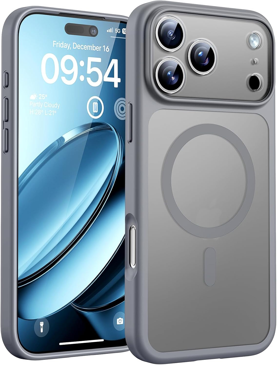 TOCOL for Iphone 17 Pro Case, Compatible with Magsafe, Full Camera Protection, Built-In Magnetic Ring, Drop Protection, Translucent Matte Phone Case for Iphone 17 Pro 6.3 Inch (Black)