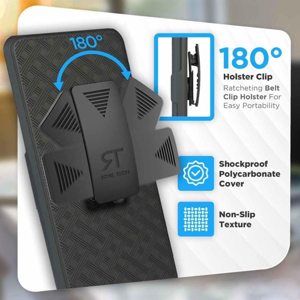 For Samsung Galaxy A53 5G Case with Belt Clip Holster, Kickstand Slim Cover Phone Case for Galaxy A53 5G - Black