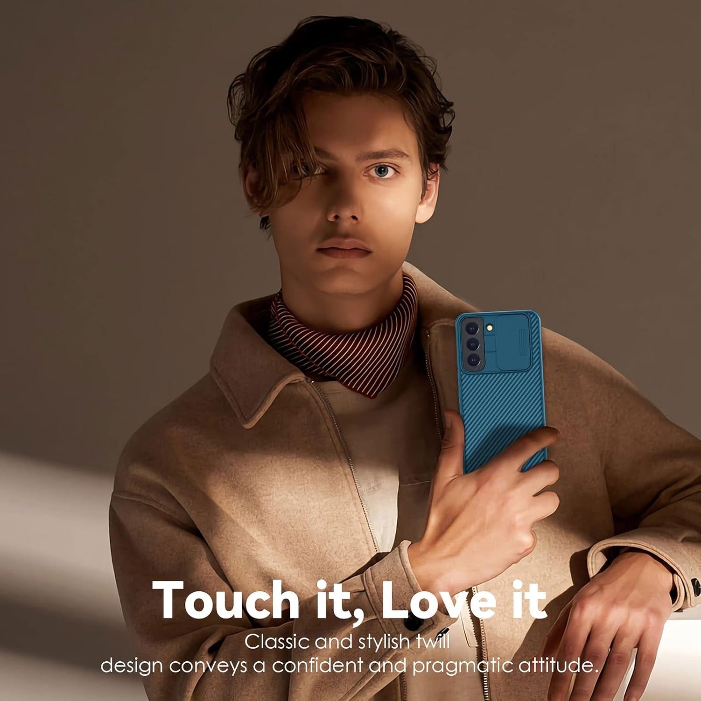 Cloudvalley for Galaxy S22 plus Case with Slide Camera Cover, Slim Shockproof Protective Phone Cases with Sliding Camera Lens Protection for Galaxy S22+ 6.6 Inches 5G (2022) - Blue