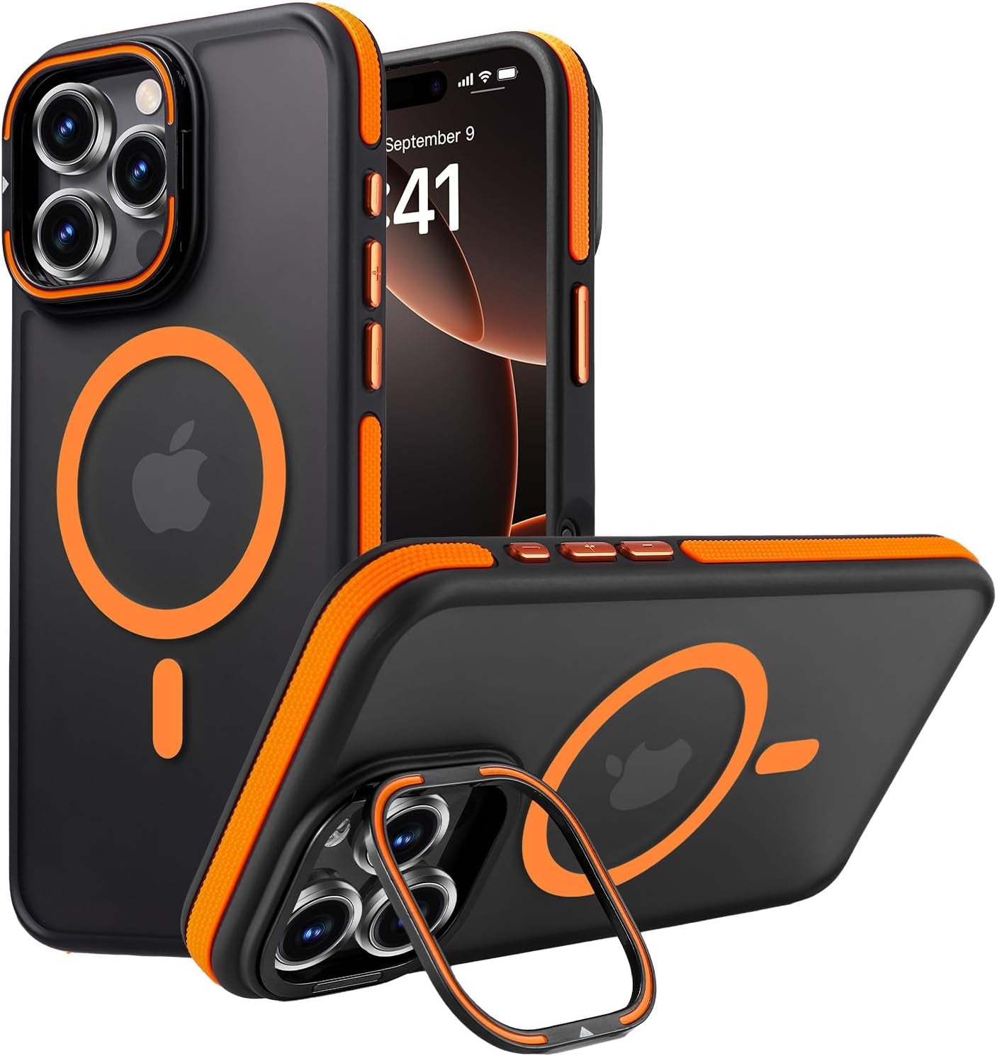 For Iphone 17 Pro Max Case with Camera Lens Protector[10Ft Military-Grade Protection] Compatible with Fit Magsafe Shockproof Slim Thin Cover Case for Iphone 17 Pro Max 6.9 Inch, Orange Bumper