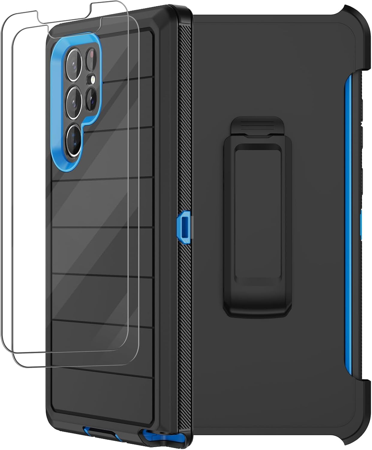 For Samsung Galaxy S22 Ultra Case with Belt Clip Holster, 2X Screen Protector, Military Grade Protection Heavy Duty Full Body Shockproof Rugged Protective Cover for Samsung S22 Ultra 5G (Orange)