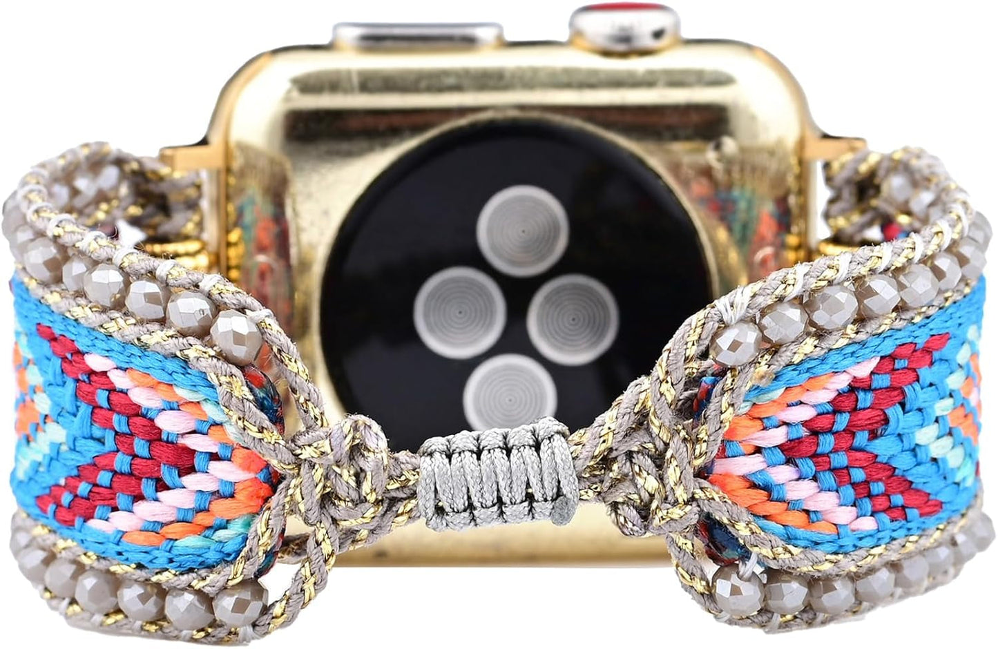 Fancy Woven Braided Nylon Band Compatible with Apple Watch Bands 40Mm 41Mm 38Mm, Retro Boho Friendship Bracelet Handmade Bohemian Beaded Adjustable Dressy Strap Wristbands for Iwatch Bands Series 9/8/7/6 5/4/3/2/SE