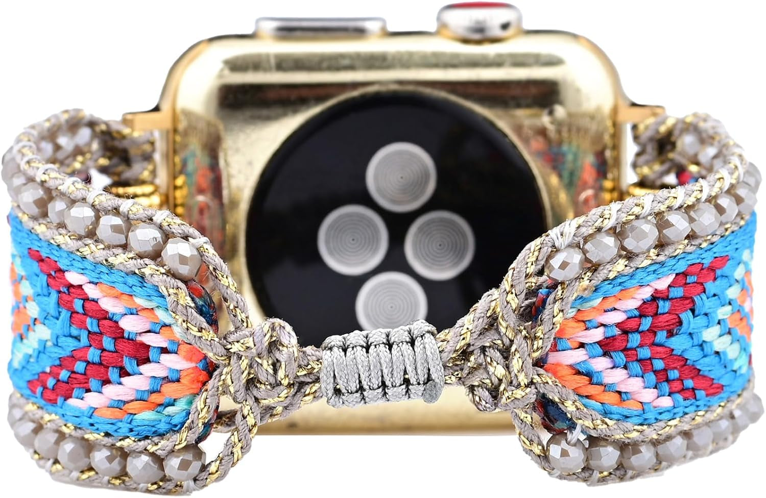 Fancy Woven Braided Nylon Band Compatible with Apple Watch Bands 40Mm 41Mm 38Mm, Retro Boho Friendship Bracelet Handmade Bohemian Beaded Adjustable Dressy Strap Wristbands for Iwatch Bands Series 9/8/7/6 5/4/3/2/SE