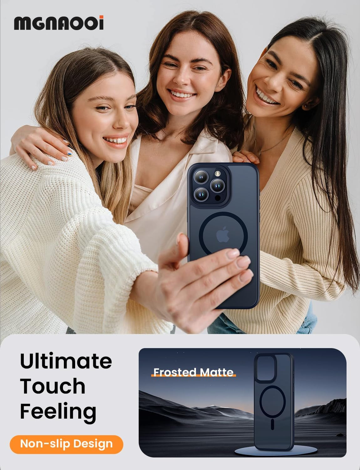 Mgnaooi Magnetic Case for Iphone 15 Pro Max Case [Mil-Grade Drop Tested & Compatible with Magsafe] Translucent Matte Back, Anti-Scratch Shockproof Phone Case for 15 Promax 6.7 Inch, Black  Mgnaooi   