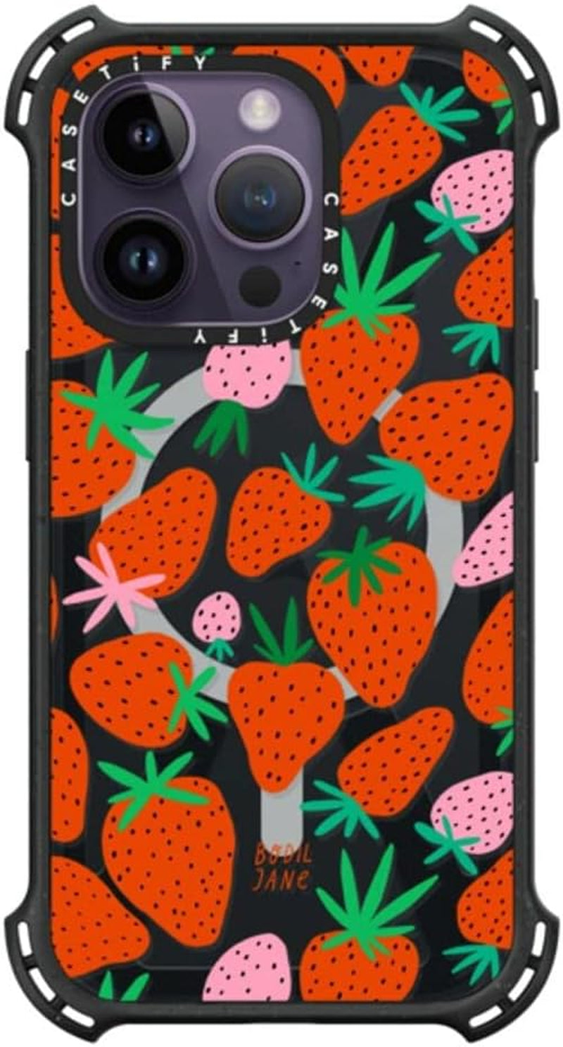 Casetify Bounce Iphone 14 Pro Case [6X Military Grade Drop Tested / 21.3Ft Drop Protection/Compatible with Magsafe] - PP-0008 - Triple Black  CASETiFY Strawberries  