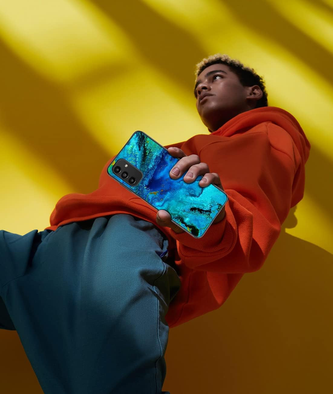 For Samsung Galaxy A13 Case, Slim Fit Glow in the Dark Hybrid Hard PC Soft TPU Bumper Shockproof Drop Protective Girls Women Men Phone Cover for Samsung Galaxy A13 5G Case.-6.5" Inch. Blue