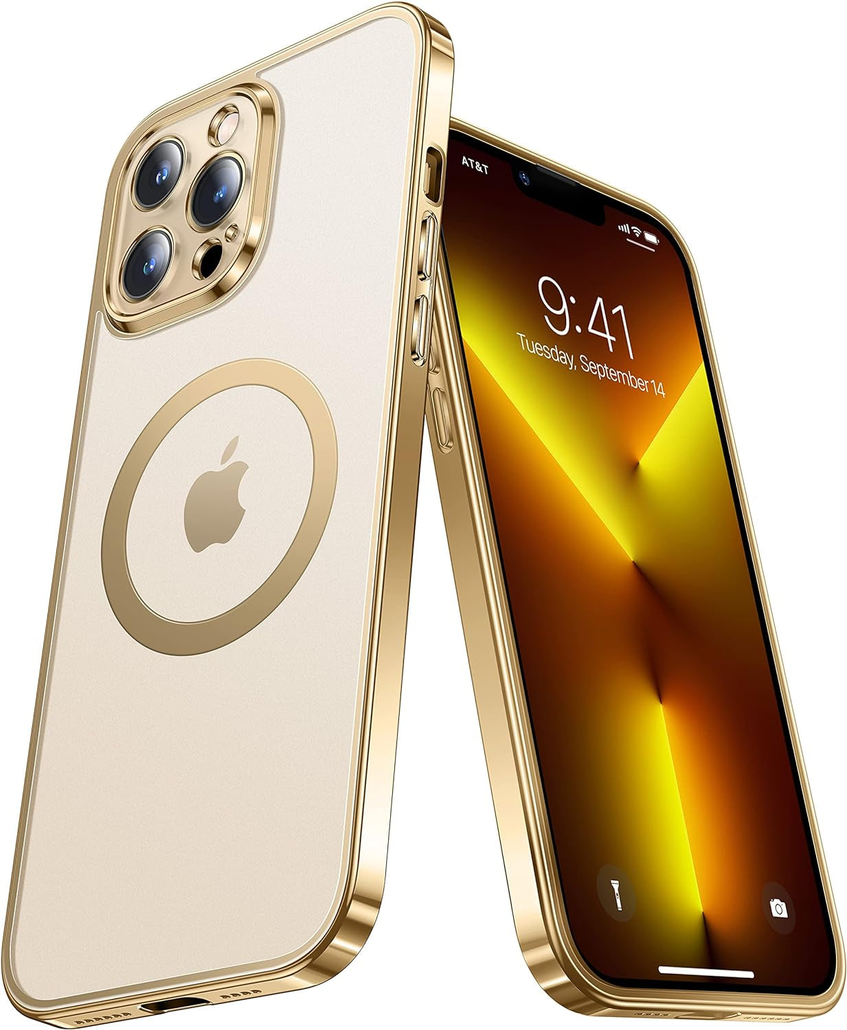 Alphex Polished Titanium for Magsafe Iphone 14 Pro Case, [12FT Military Grade Shockproof] Official Color Match for Iphone, Matte Back, Shockproof Bumper, Magnetic Phone Cover 6.1 Inch, Silver  Alphex   