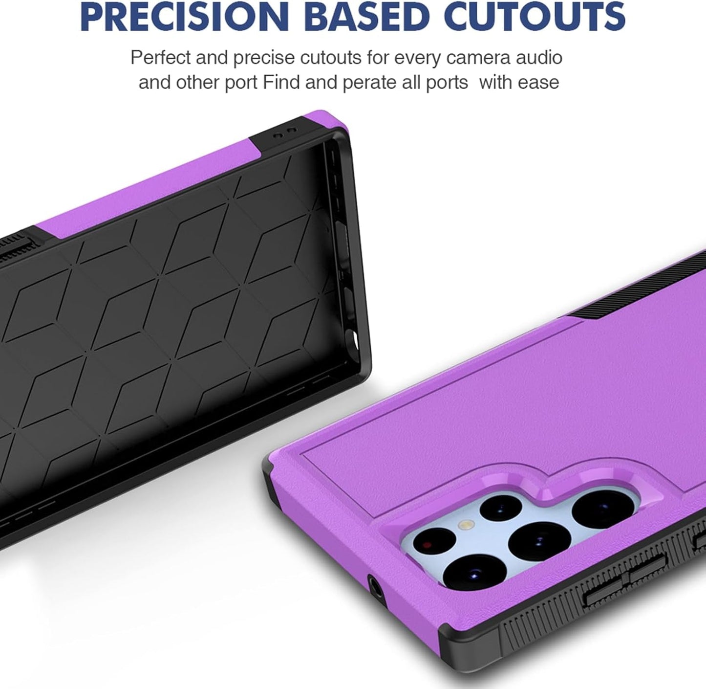 For Samsung Galaxy S22 Ultra Case: Dual Layer Protective Heavy Duty Cell Phone Cover Shockproof Rugged with Screen Protector - Military Protection Bumper Tough - Samsung Galaxy S22 Ultra 5G, Purple