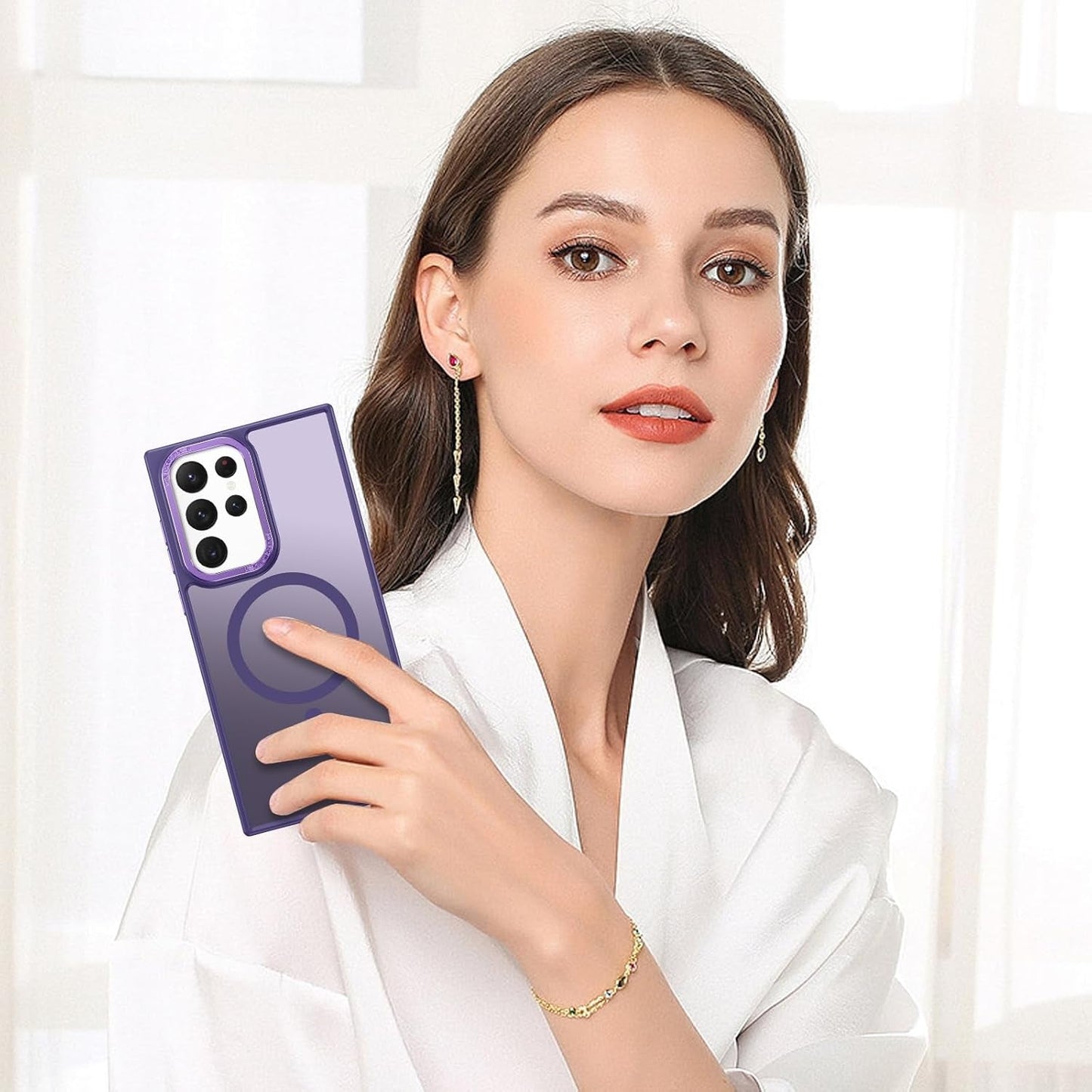 BENTOBEN for Samsung S22 Ultra Case, S22 Ultra Magnetic Case [Compatible with Magsafe] Translucent Matte Slim Shockproof Women Men Protective Case Cover for Samsung Galaxy S22 Ultra 6.8",Purple