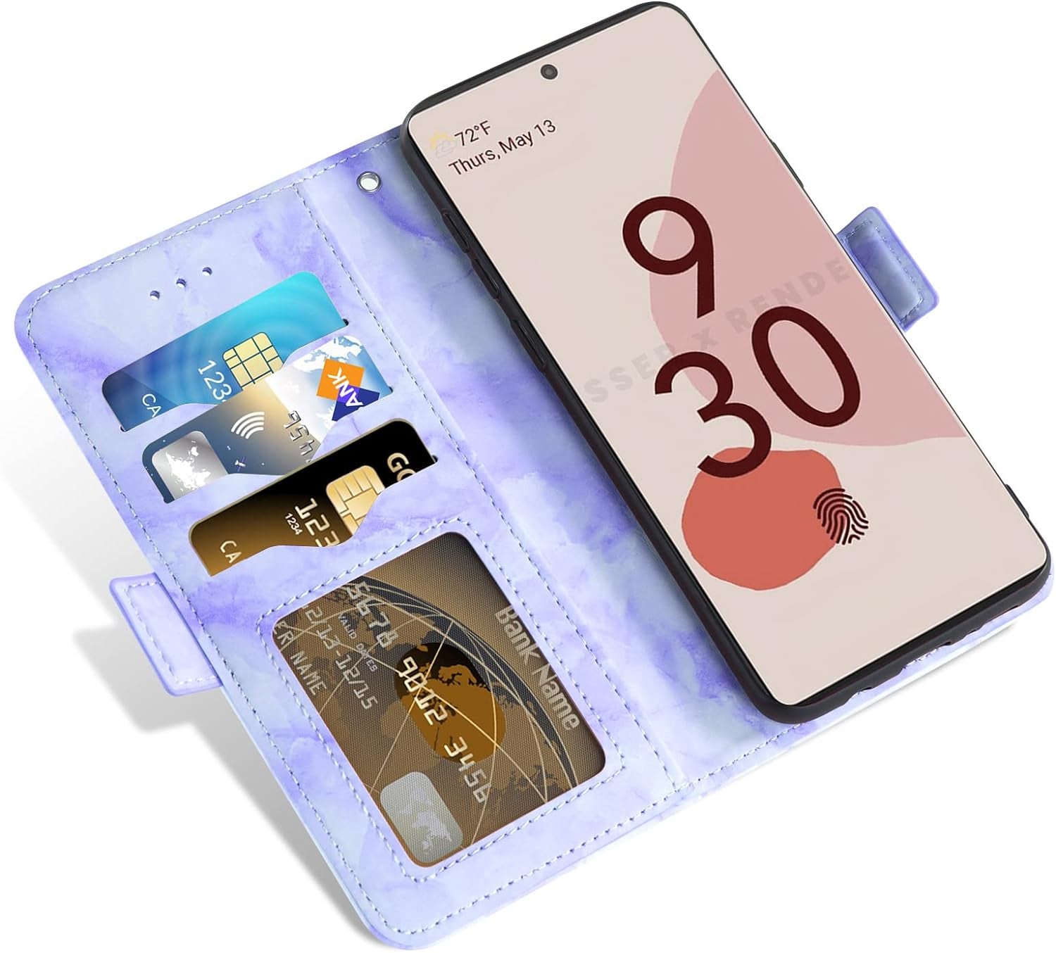 Asuwish Phone Case for Google Pixel 6A 5G 2022 with Tempered Glass Screen Protector and Marble Wallet Cover Flip Card Holder Slot Stand Leather Kickstand Cell Accessories Pixel6A Women Men Purple  Asuwish   