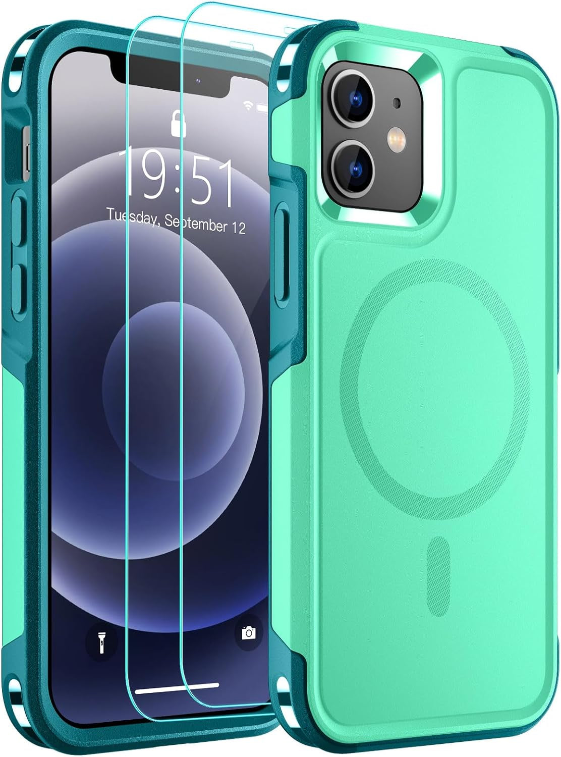 For Iphone 12 Case,Iphone 12 Pro Case,[Compatible with Magsafe][12 FT Military Grade Drop Protection] 2X[Tempered Glass Screen Protector] Magnetic Phone Case for Iphone 12/12 Pro,Deep Blue