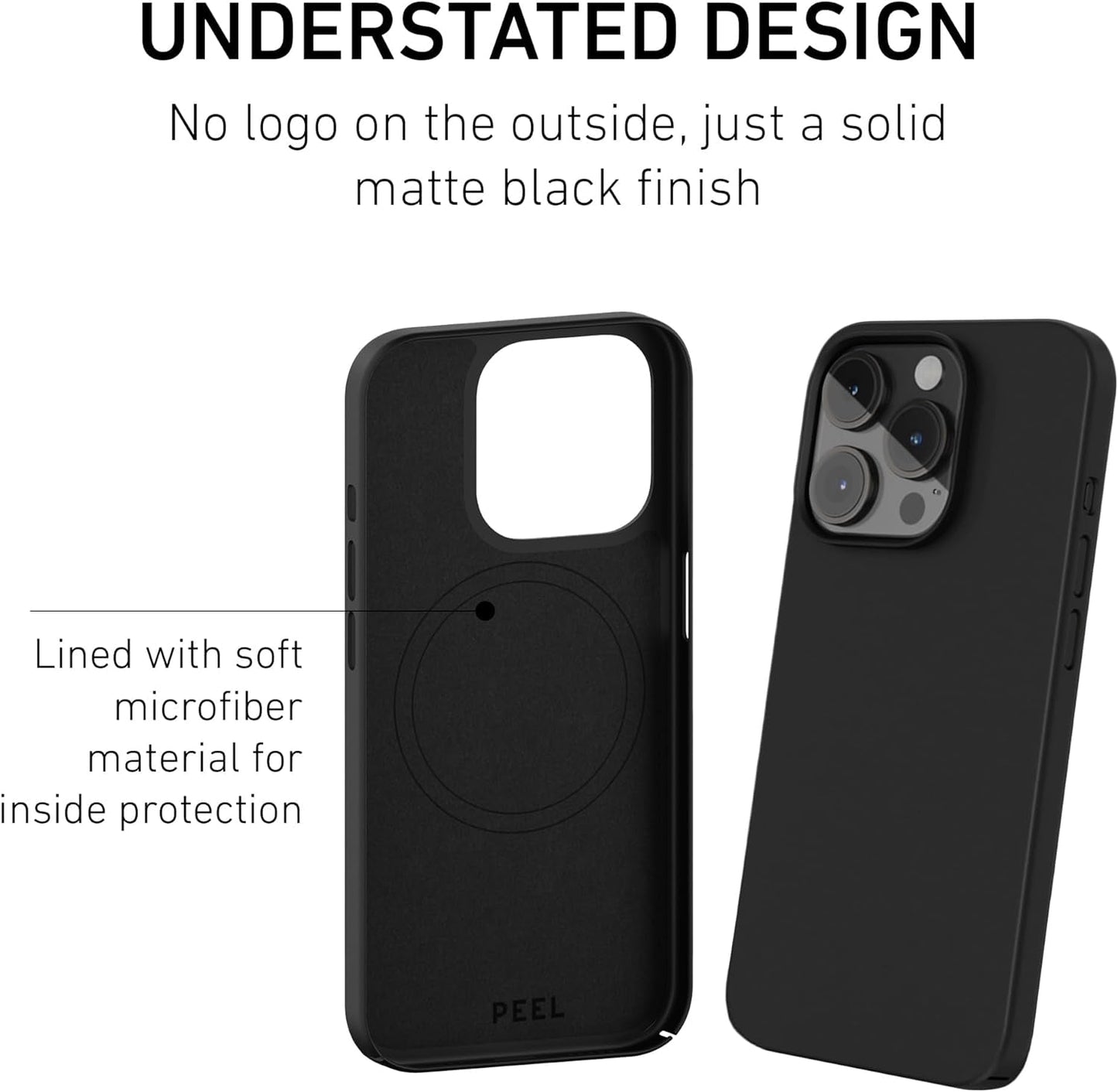 PEEL Magnetic Case Compatible with Iphone 15 Pro (Black) – Embedded Magsafe Compatible Magnet, Thin Minimalist Design – Protects and Showcases Your Device  PEEL   