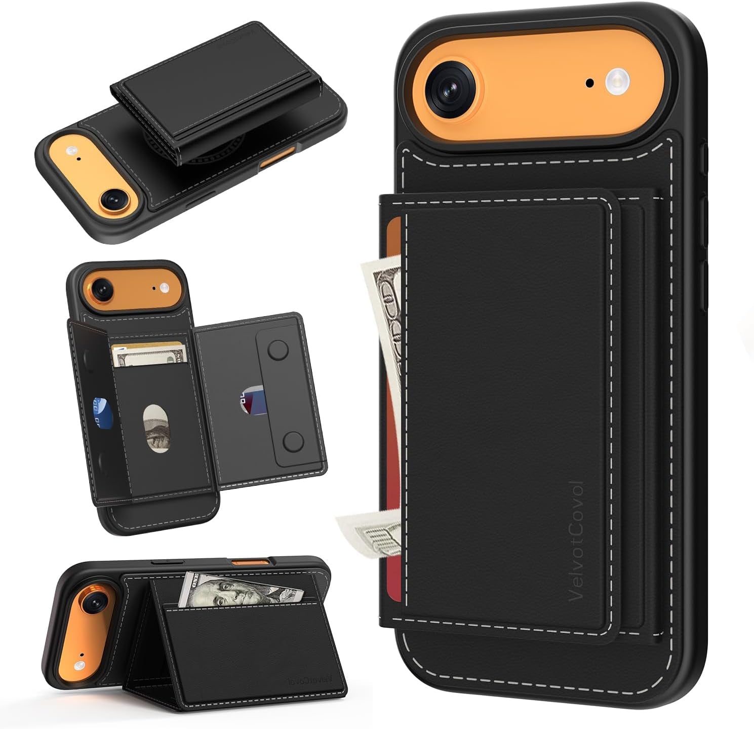 Designed for Iphone 17 Pro Max Case Wallet with Card Holder, [Magnetic Clasp Cover] [RFID Blocking Leather Protection] Shockproof Women Men Cases 6.9 Inch for Apple 17 Pro Max, Black