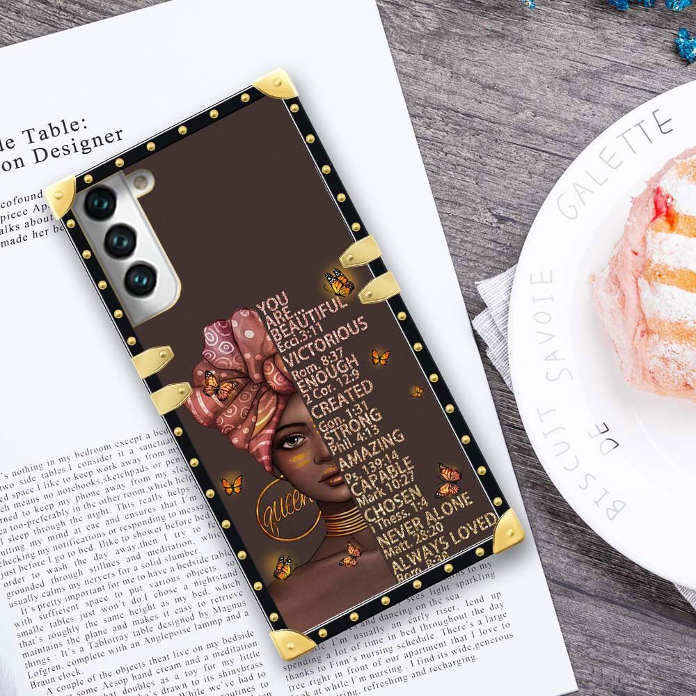 Compatible with Samsung Galaxy S22 plus Case, J Brown Black Girl A01 Luxury TPU Corner Shockproof Protection Cover for Women Girls for Samsung Galaxy S22 Plus