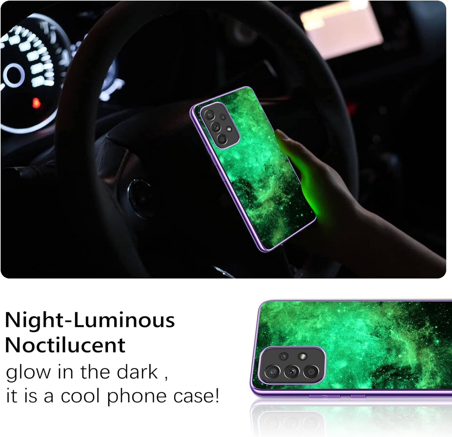 GUAGUA Compatible with Samsung Galaxy A53 5G Case 6.5 Inch Glow in the Dark Noctilucent Luminous Space Nebula Slim Fit Cover Protective anti Scratch Cases for Galaxy A53, Blue Nebula