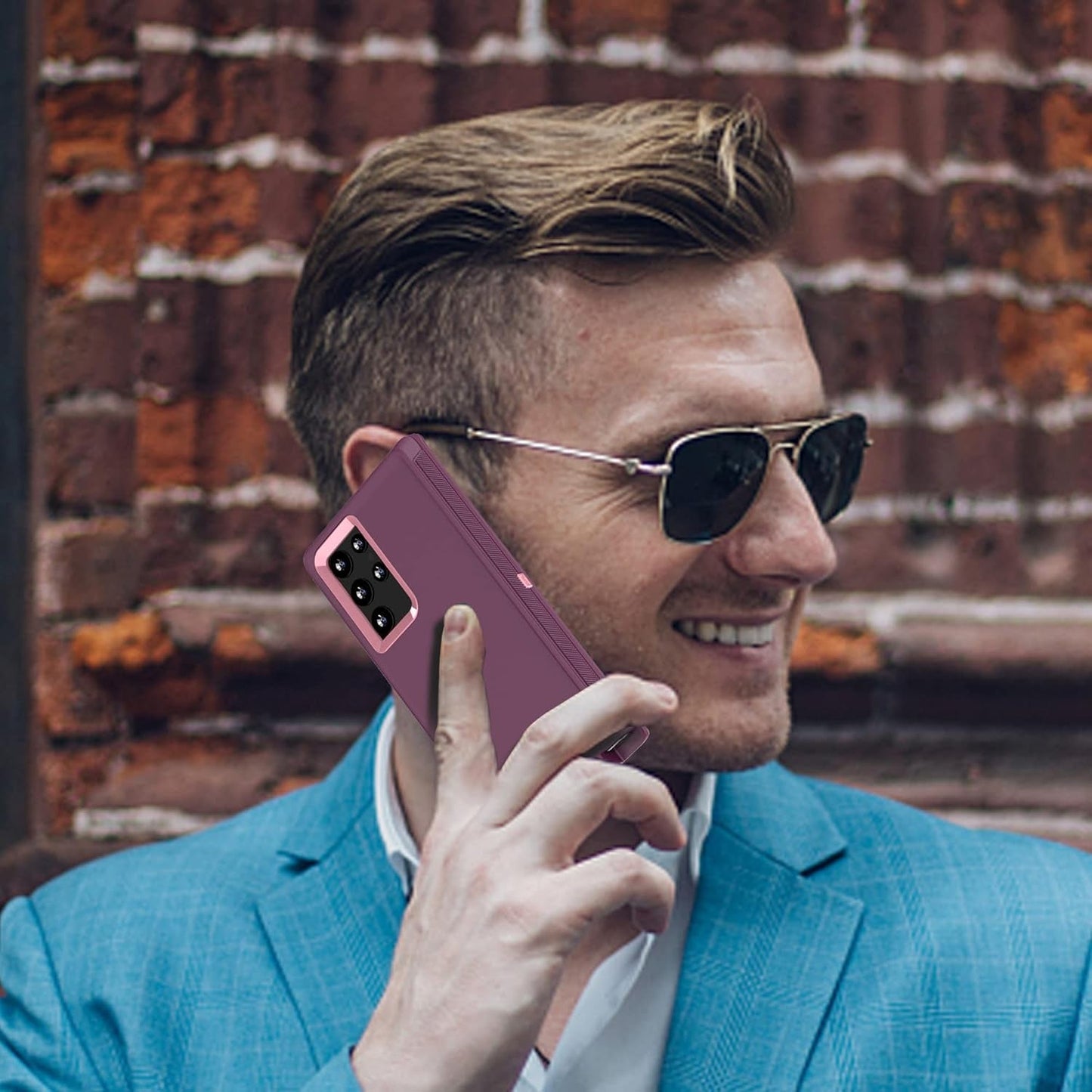 FEIYAR HOME Case for Samsung Galaxy S22 Ultra Case, with Tempered Glass Camera Lens Protector, Rugged Heavy Duty Case for Galaxy S22 Ultra, Wine Pink