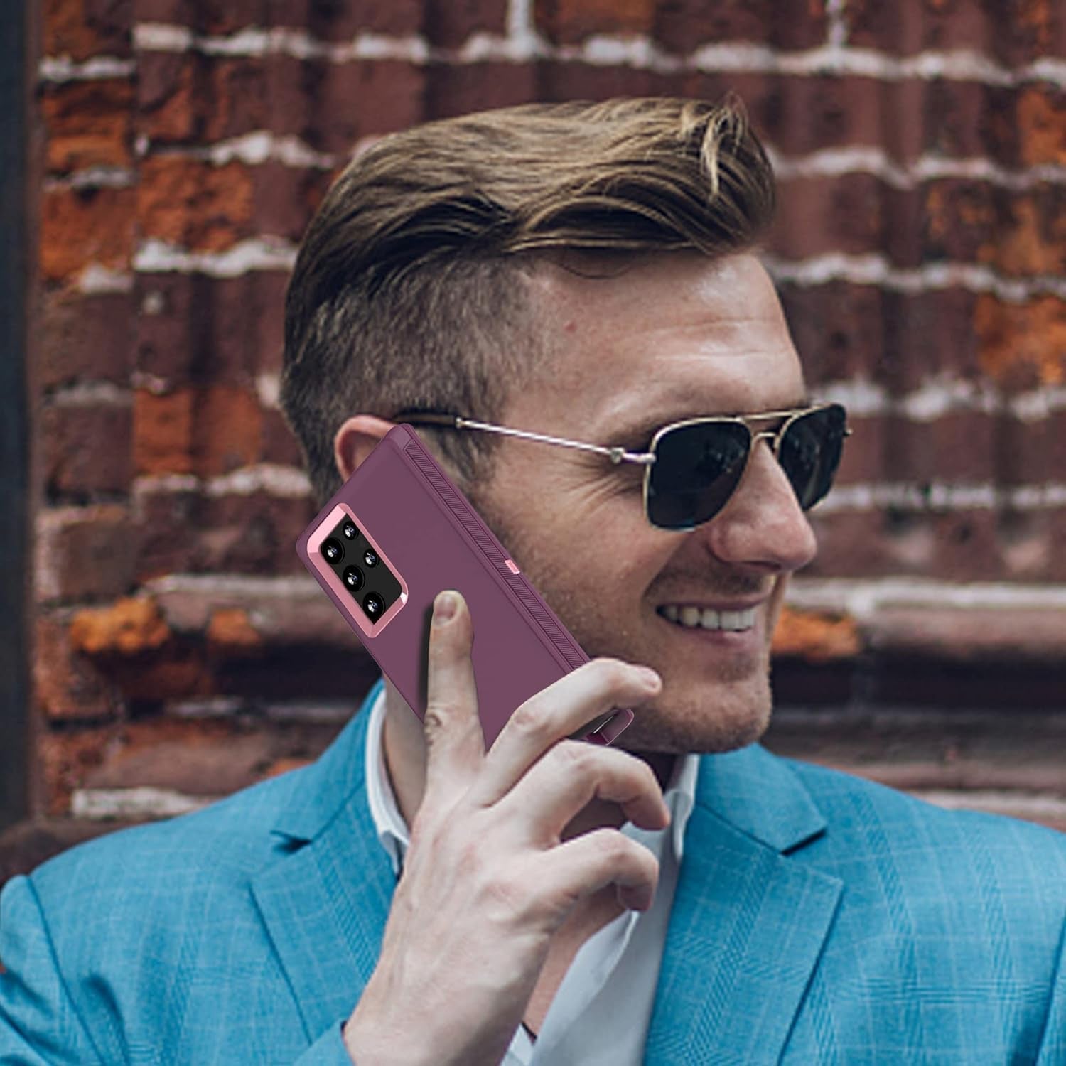 FEIYAR HOME Case for Samsung Galaxy S22 Ultra Case, with Tempered Glass Camera Lens Protector, Rugged Heavy Duty Case for Galaxy S22 Ultra, Wine Pink