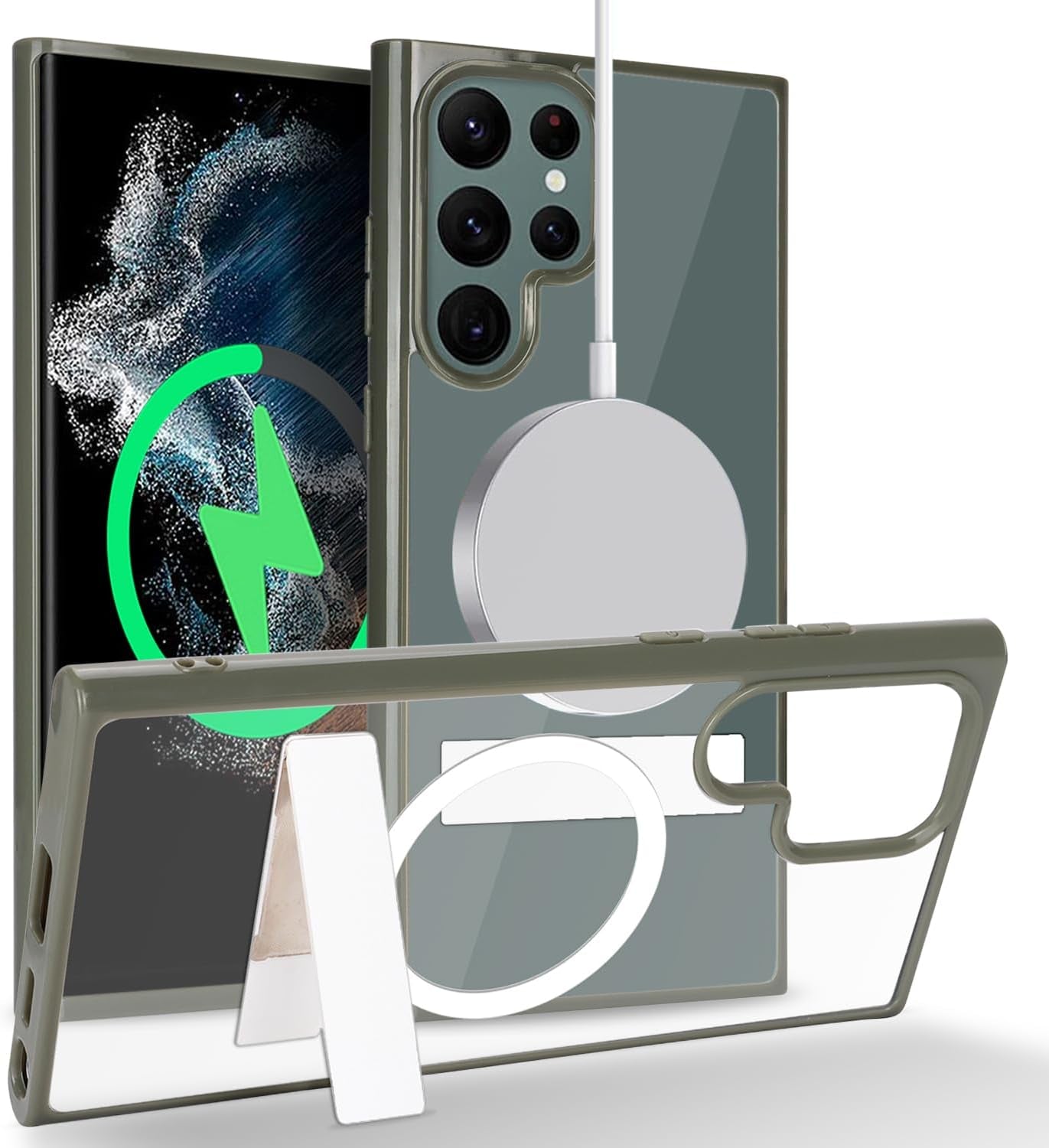 Cavor for Samsung Galaxy S22 Ultra Magsafe Case,S22 Ultra Case with Kickstand, Magnetic Case for Samsung S22 Ultra Phone Case, Full-Body Shockproof Slim Case for Women Men-Black