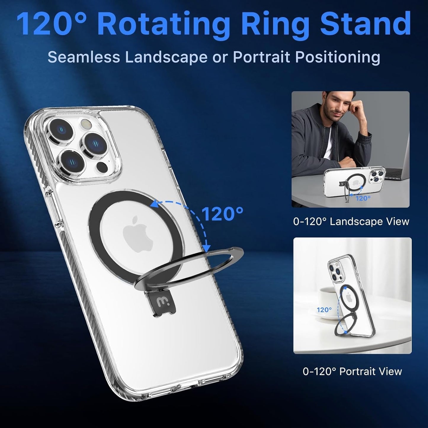 MYBAT PRO Lure Series Iphone 15 Pro Max Case with Magnetic Ring Stand[Compatible with Magsafe],Slim Thin Shockproof Transparent Bumper Cover,Non-Yellowing Iphone Case for Iphone 15 Pro Max  Valor Communication Inc.   