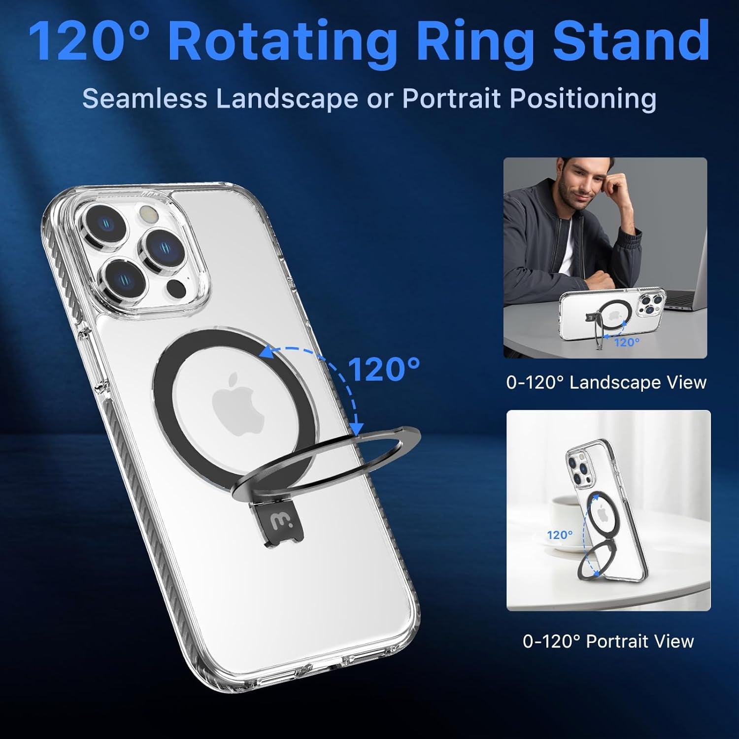 MYBAT PRO Lure Series Iphone 15 Pro Max Case with Magnetic Ring Stand[Compatible with Magsafe],Slim Thin Shockproof Transparent Bumper Cover,Non-Yellowing Iphone Case for Iphone 15 Pro Max  Valor Communication Inc.   