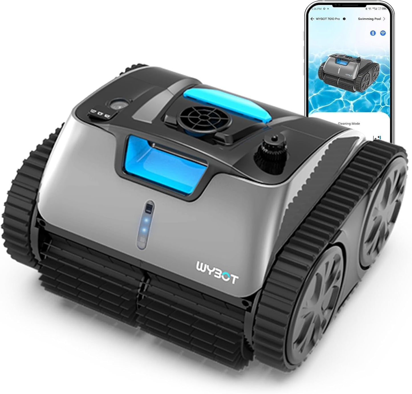 (2024 New) WYBOT C1 Pro Robotic Pool Cleaner Vacuum with APP, Manual Mode Switching & Wall Climbing, 65W Suction Power, 150 Mins, 1614 Sq.Ft, Intelligent Route Planning, Ideal for Inground Pools