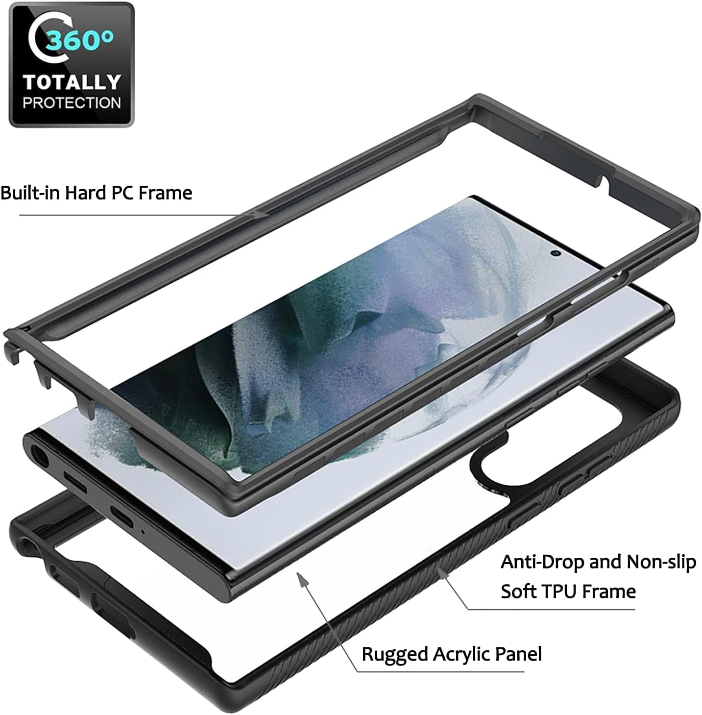 Compatible with Samsung Galaxy S22 Ultra Case Cartoon Cats for Boys Girls Full-Body Dual Layer Rugged Shockproof Bumper Heavy-Duty Protective Cover