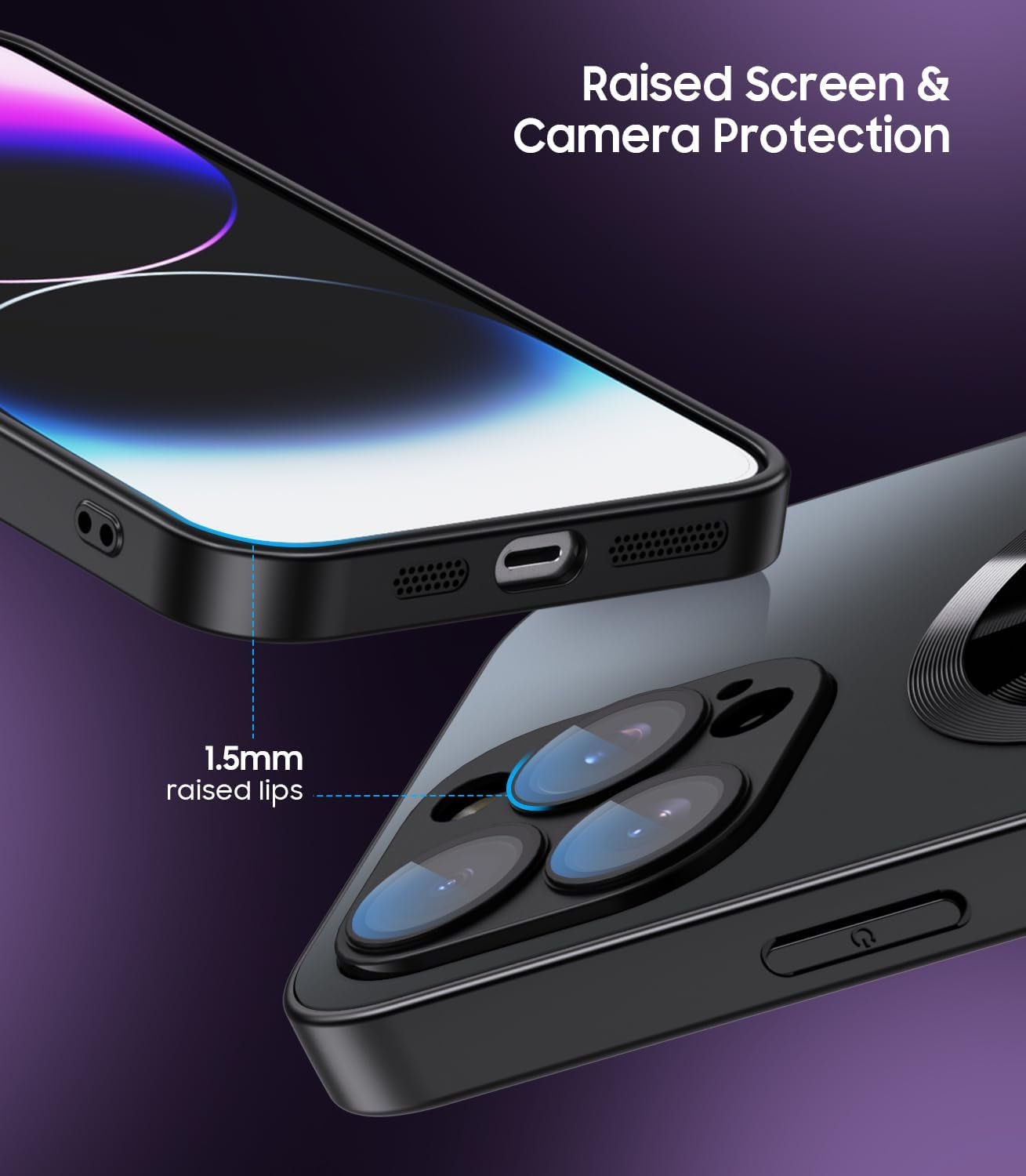 LEKEVO for Iphone 14 Pro Max Case, Compatible with Magsafe, Built-In Camera Lens Protector, Logo View, Magnetic Shockproof Slim Thin Phone Cover, Black  LEKEVO   