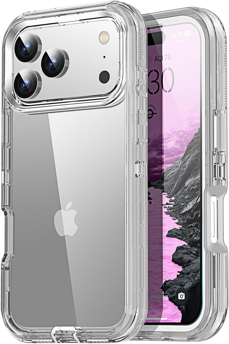 Aicase for Iphone 17 Pro Max Case Clear 3 in 1 Heavy Duty Drop Protection Full Body Rugged Shockproof/Dust Proof 3-Layer Military Protective Tough Durable Cover for Iphone 17 Pro Max 6.3"_910