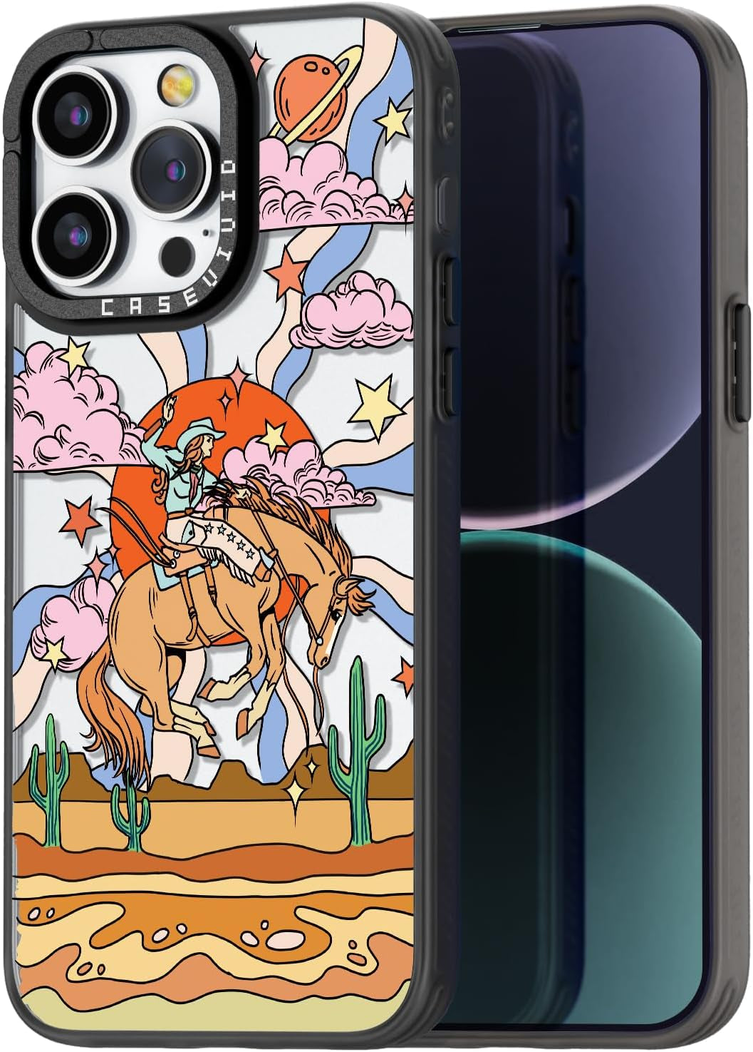 Casevivid Compatible for Iphone 15 Pro Case Cute Aesthetic - Durable Fashion Funny Phone Case - Girly Butterfly Pattern Print Cover Design for Woman Girl 6.1 Inches Black  CASEVIVID Cowboy Basic 