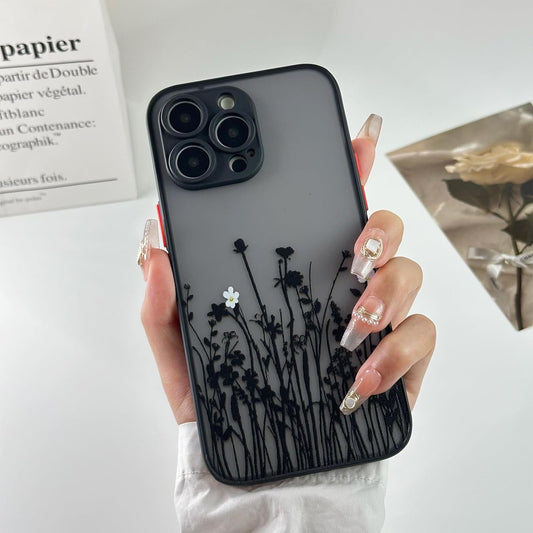 DYFYFKDI for Iphone 15 Pro Case Aesthetic Vintage Black Floral Flower Pattern Cute Phone Case for Women Girls, Slim Fit Matte TPU Shockproof Protective Case, Black  DYFYFKDI   