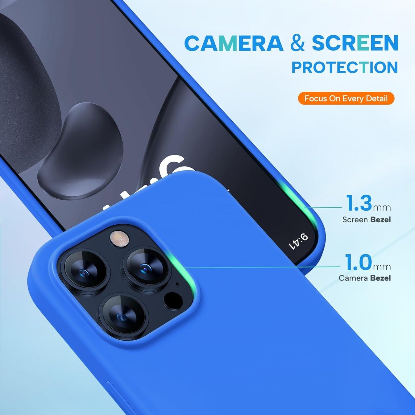 Miracase Designed for Iphone 15 Pro Max Case,[Compatible with Magsafe], [With 2 Pack Screen Protectors],Shockproof Liquid Silicone Case with Microfiber Lining,6.7 Inch(Mediterranean Blue)  Miracase   
