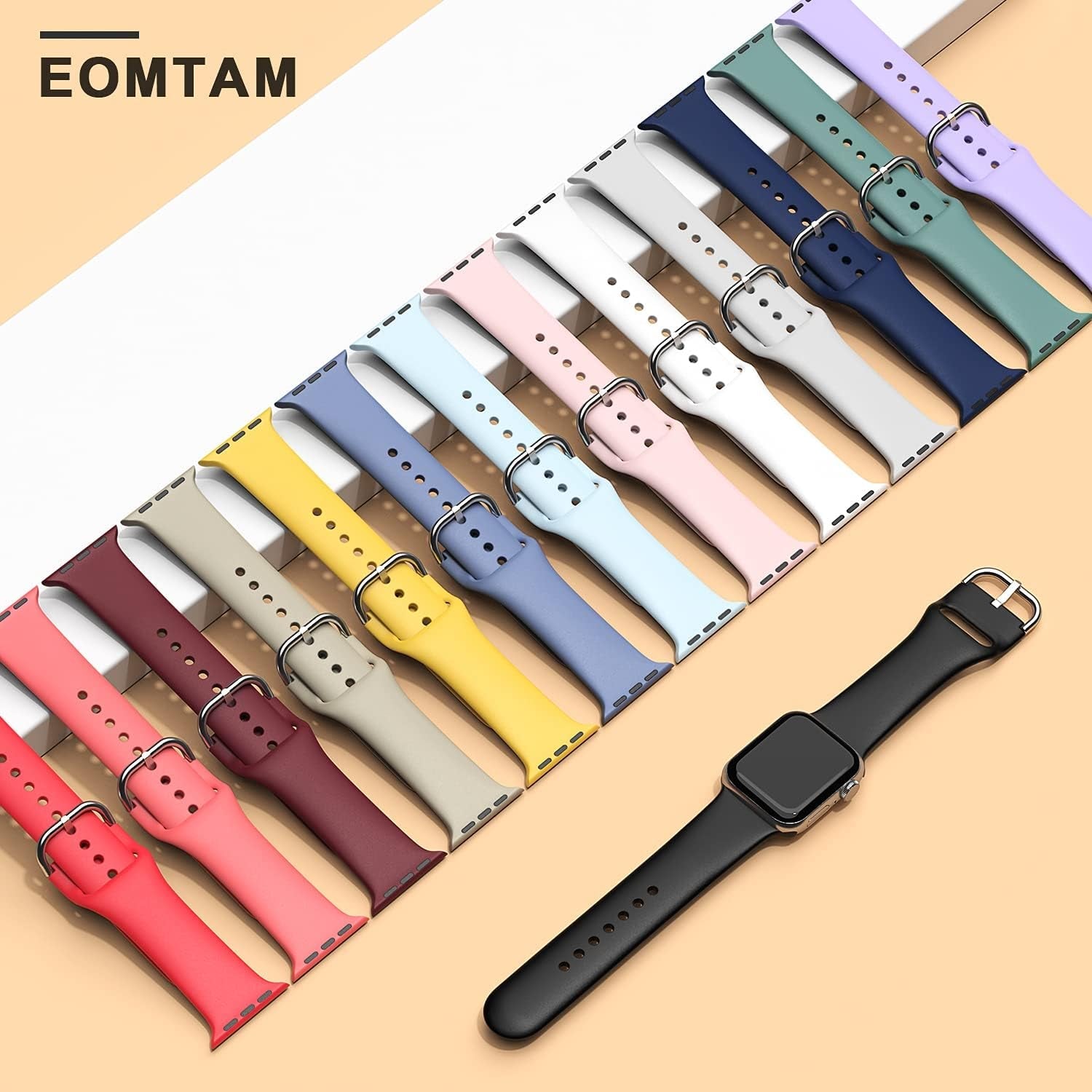 EOMTAM 14 Pack Bands Compatible with Apple Watch Bands 49Mm 45Mm 44Mm 42Mm 41Mm 40Mm 38Mm Women Men, Soft Replacement Silicone Strap Sport Band Compatible for Iwatch Series Ultra 8 7 SE 6 5 4 3
