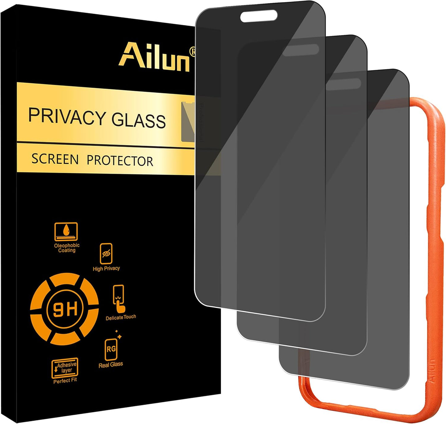 Ailun 3 Pack for Iphone 17 Pro Privacy Screen Protector [6.3 Inch] with Installation Frame, anti Spy Private Tempered Glass Anti-Scratch Case Friendly