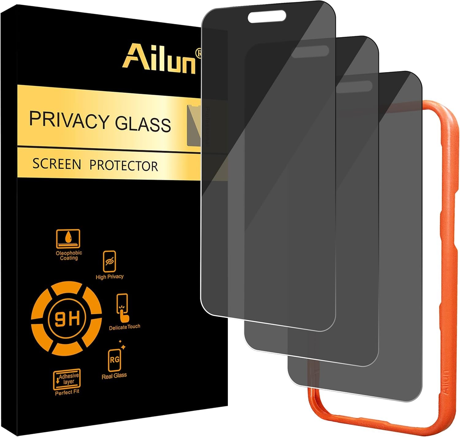 Ailun 3 Pack for Iphone 17 Pro Privacy Screen Protector [6.3 Inch] with Installation Frame, anti Spy Private Tempered Glass Anti-Scratch Case Friendly