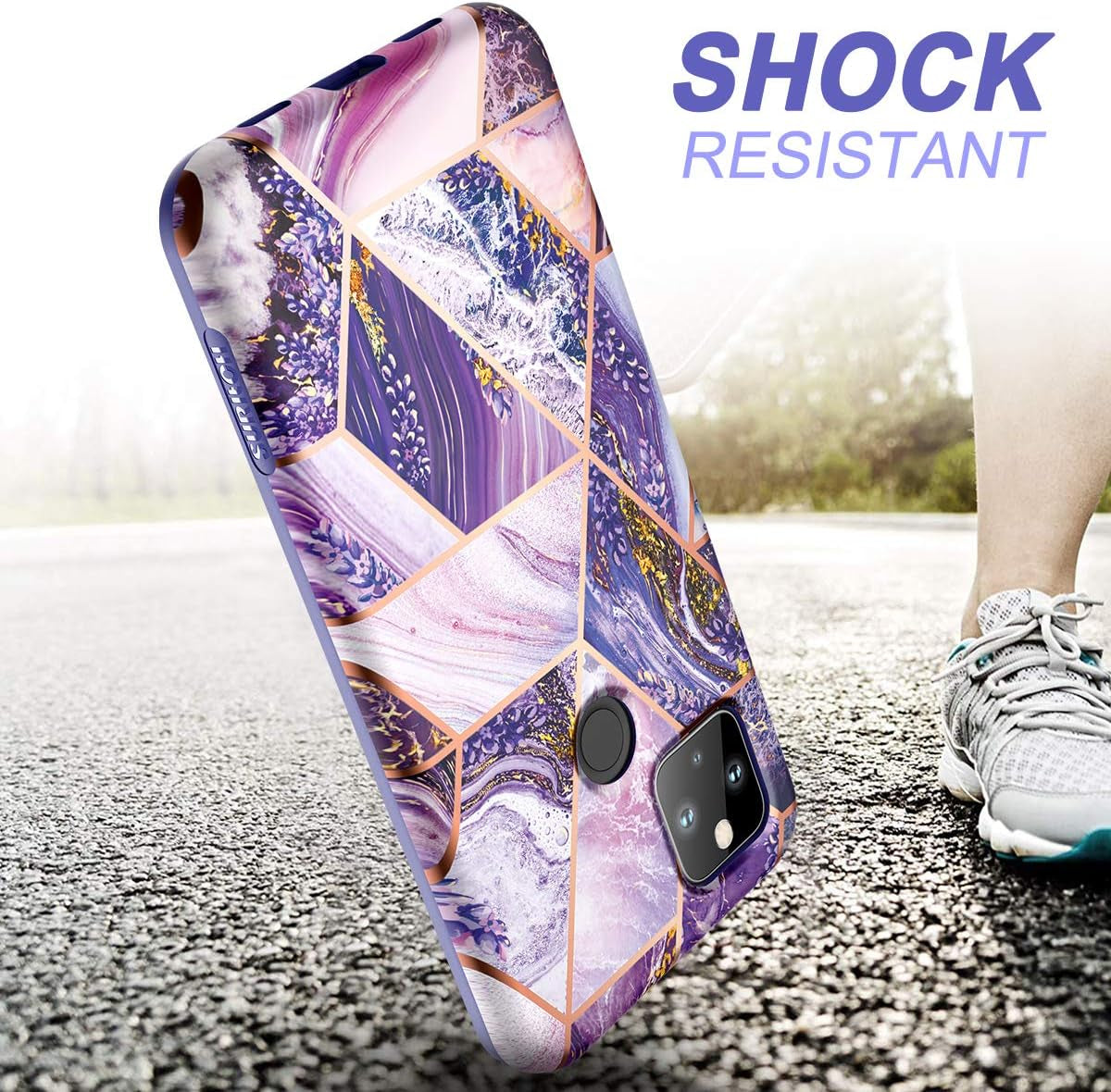 SURITCH Phone Case for Google Pixel 4A 5G 【NOT for 4G】, Front Cover with Built-In Screen Protector Full-Body Protection Shockproof TPU Bumper Protective Case for Girl Women Cute,Lavender  SURITCH   