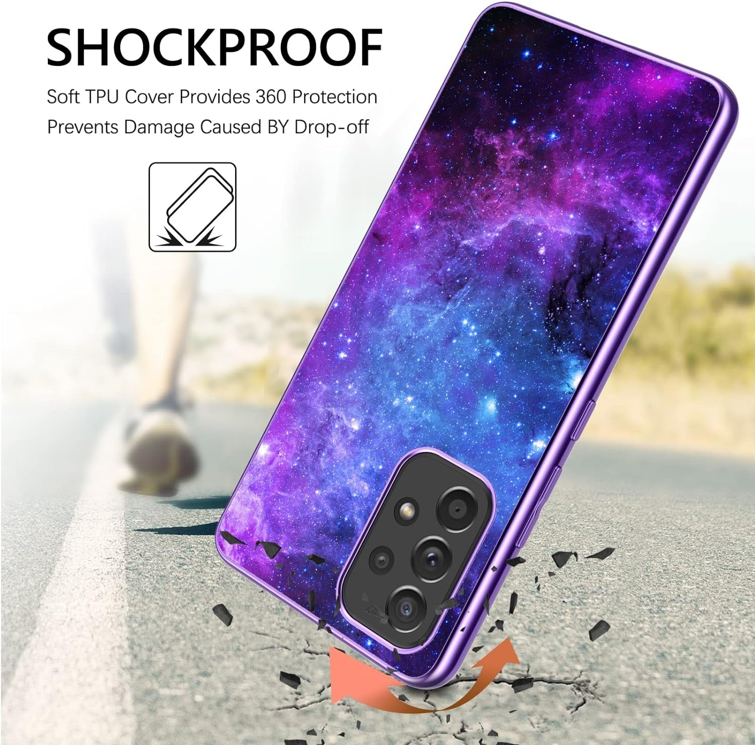 GUAGUA Compatible with Samsung Galaxy A53 5G Case 6.5 Inch Glow in the Dark Noctilucent Luminous Space Nebula Slim Fit Cover Protective anti Scratch Cases for Galaxy A53, Blue Nebula