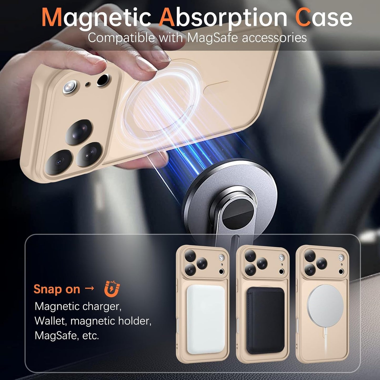 BENTOBEN Magnetic for Iphone 17 Pro Max Case, Upgraded [Full Camera Protection] [Compatible with Magsafe] Translucent Matte Phone Case Iphone 17 Pro Max Shockproof Protective Cases, Light Brown