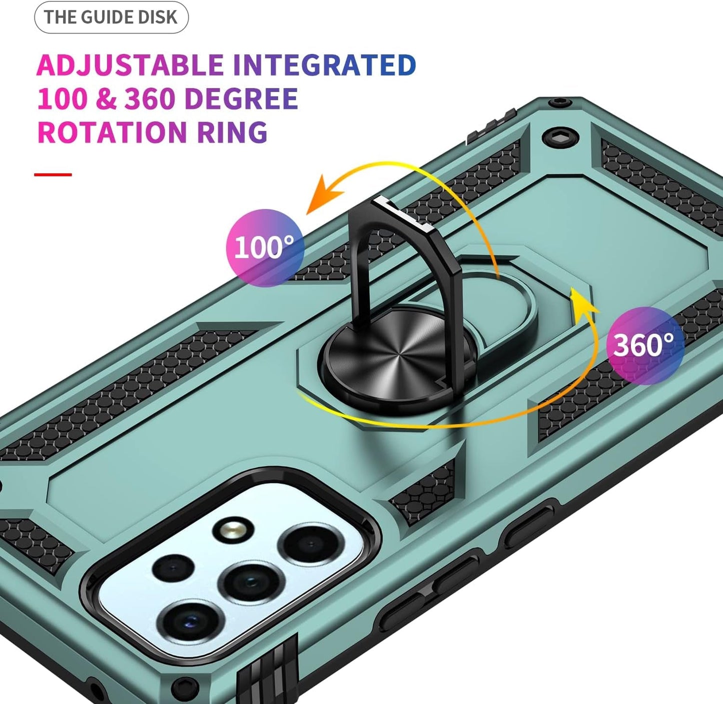 For Samsung Galaxy A53 5G Case with Screen Protector,Ring Kickstand Heavy Duty Protection Dual Layer Military Grade Drop Proof Protective Cover Hard Shell Phone Case for Samsung A53 5G (Green)