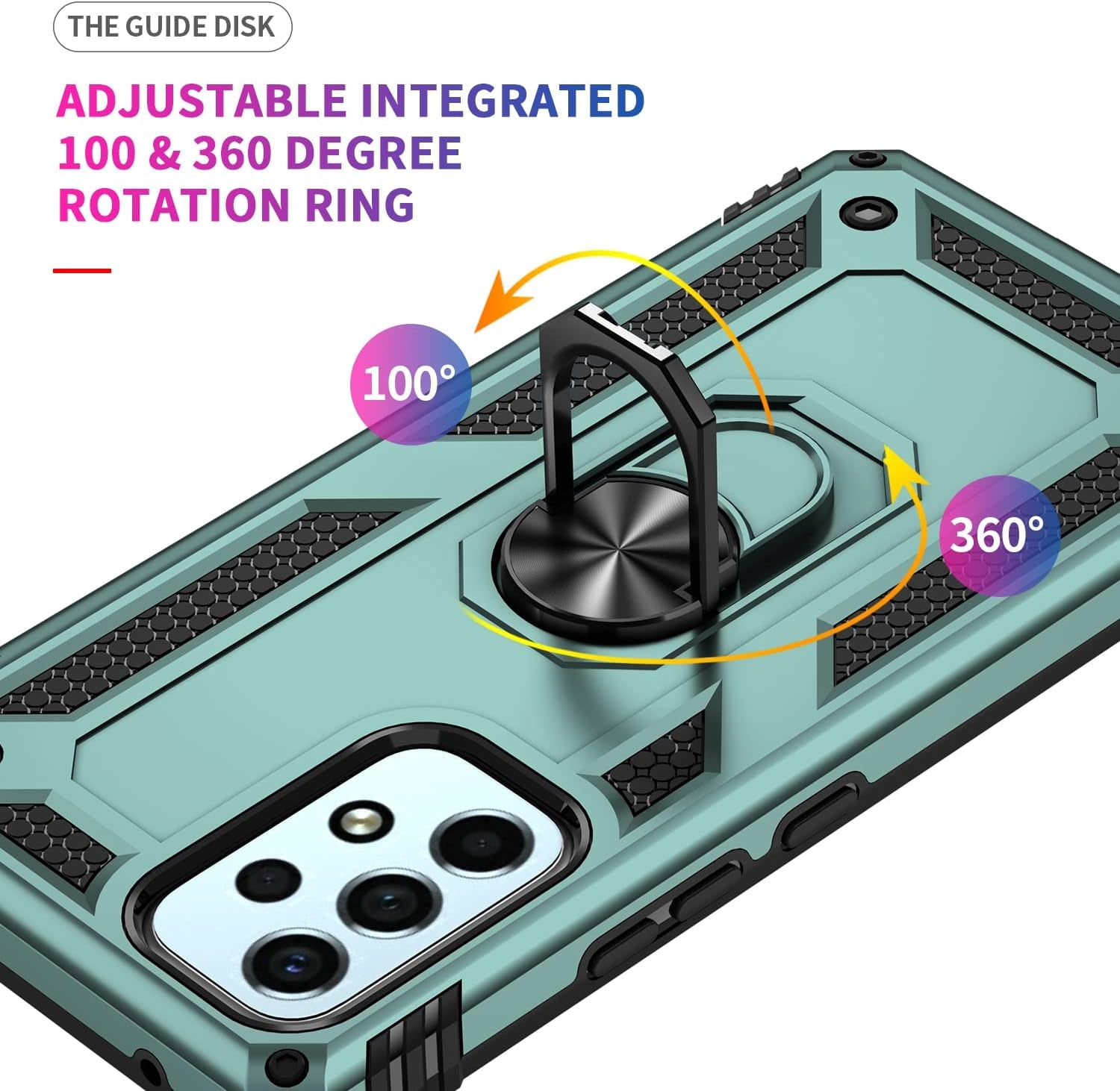For Samsung Galaxy A53 5G Case with Screen Protector,Ring Kickstand Heavy Duty Protection Dual Layer Military Grade Drop Proof Protective Cover Hard Shell Phone Case for Samsung A53 5G (Green)