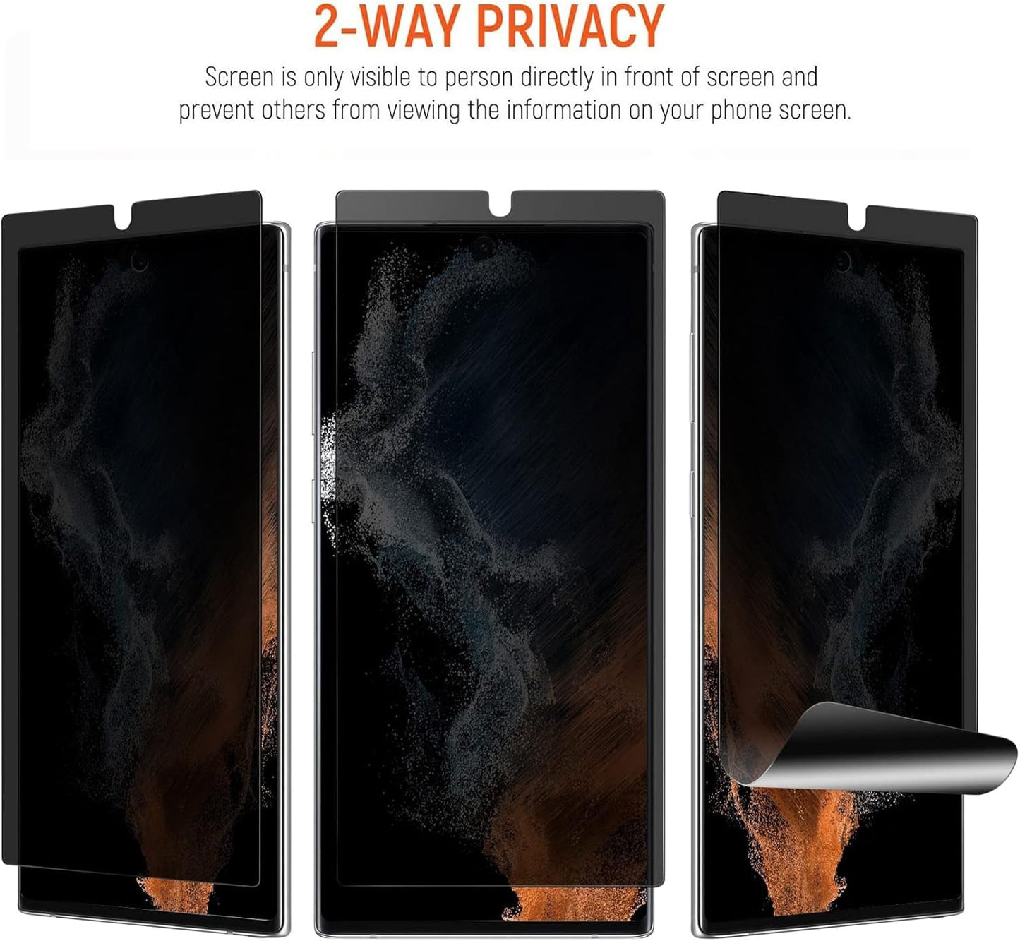 Galaxy S22 Ultra Privacy Screen Protector, [Case Friendly] [Support Fingerprint Unlock] Soft Film for Samsung Galaxy S22 Ultra 5G (6.8"), Full Adhesive, Anti-Scratch, 3D Curve Fit, Touch Sensitive