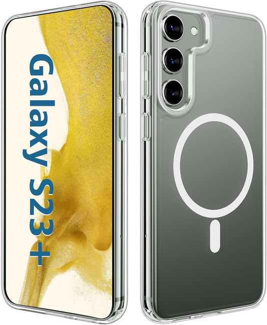 For Samsung Galaxy S22 plus Mag-Safe Case,Slim Shockproof Protective Cover with Magnetic,Frosted Hard Back Soft Silicone TPU Bumper Phone Case Compatible Galaxy S22 plus 6.6Inch,Clear