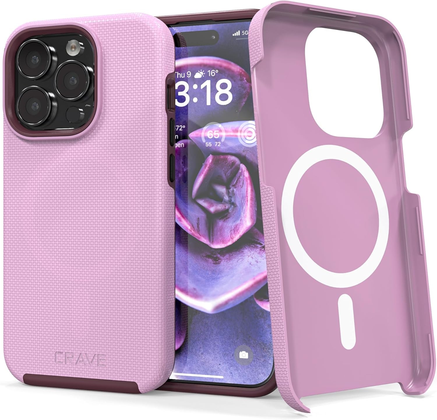 Crave Dual Guard for Iphone 15 Pro Case, Compatible with Magsafe Shockproof Protection Dual Layer Case for Apple Iphone 15 Pro (6.1") - Forest Green  Crave Lilac  