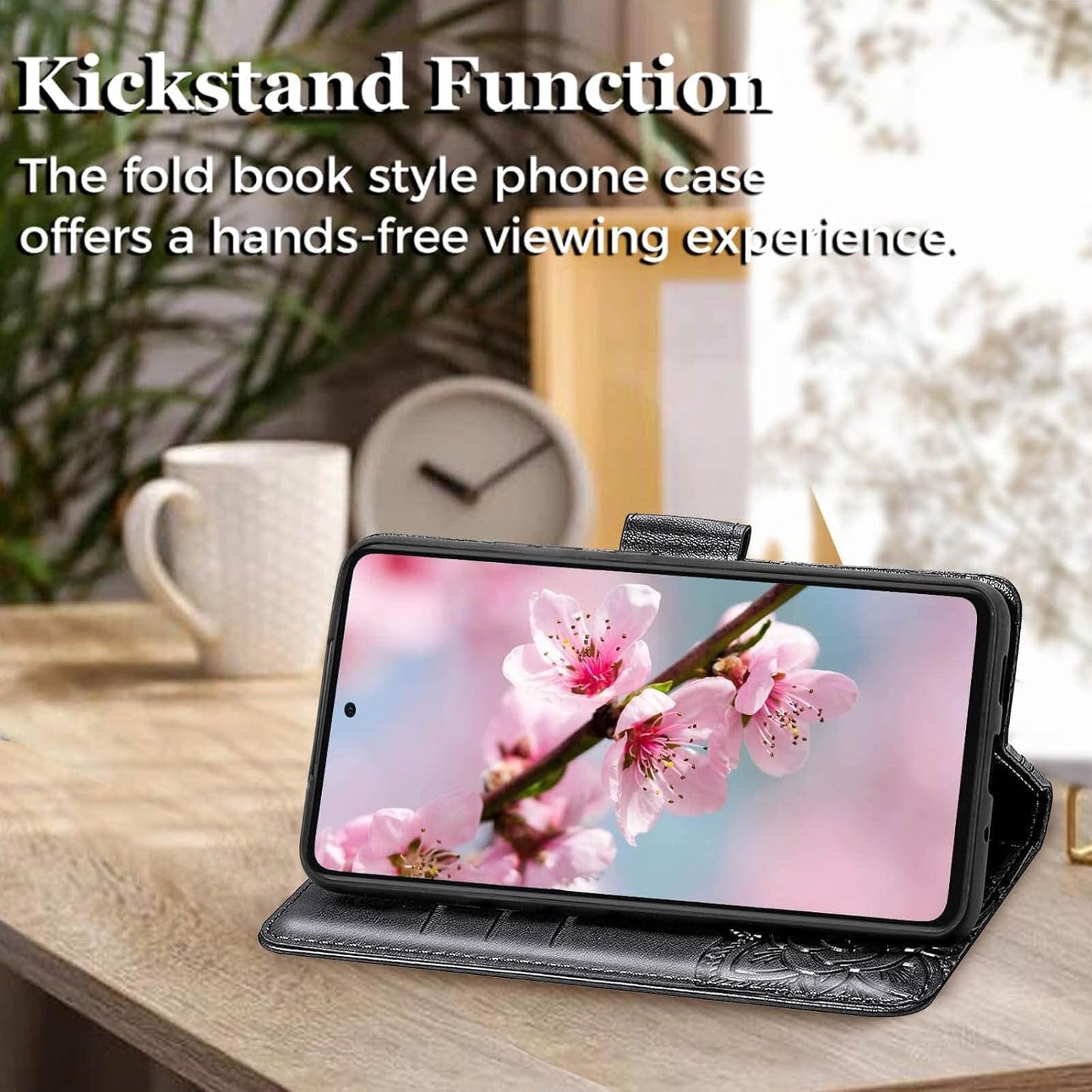 For Samsung Galaxy A53 5G Case Wallet,Women Flip Folio Cover with Butterfly Embossed PU Leather Credit Card Holder Slots Magnetic Wrist Strap Purse for Samsung A53 5G (Black)