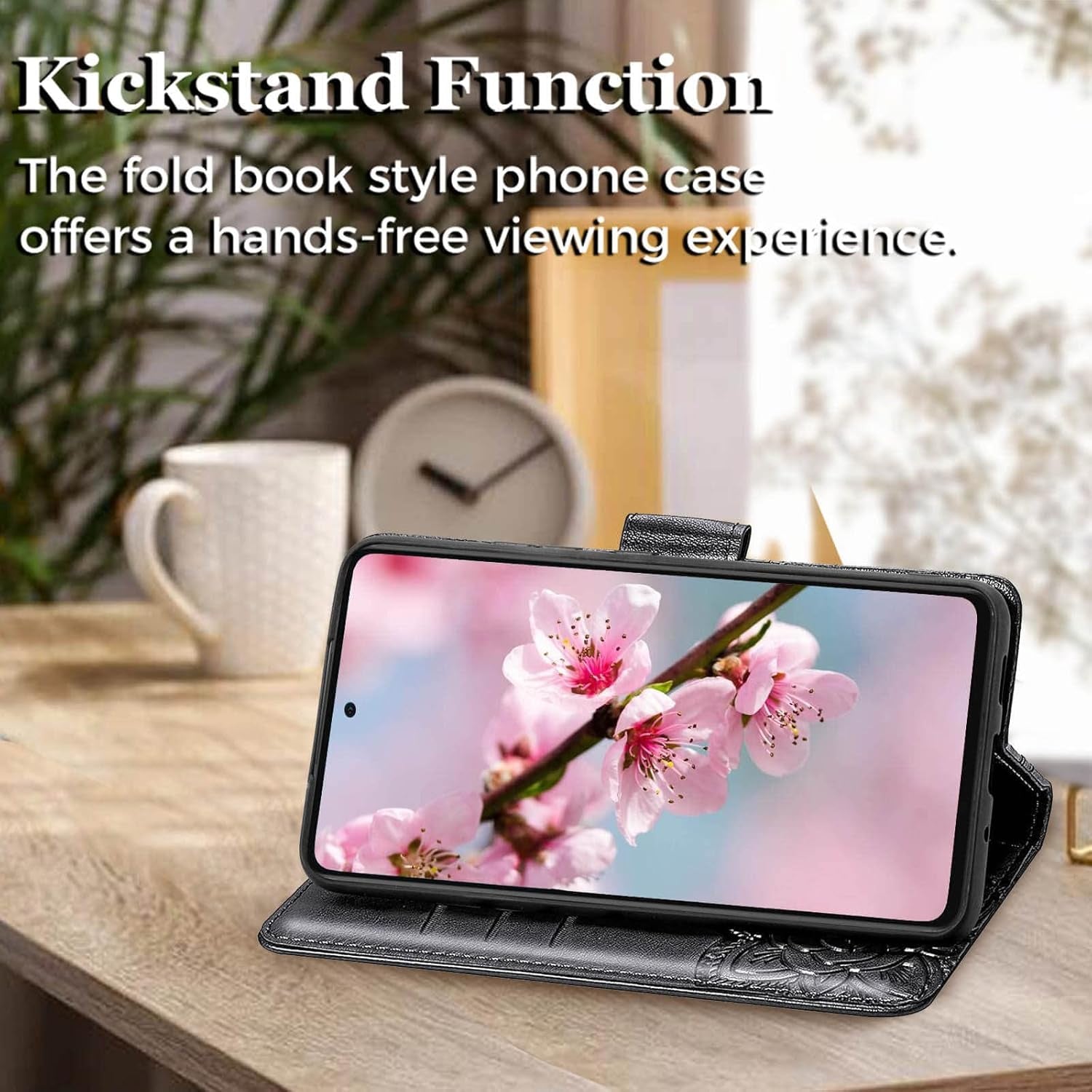 For Samsung Galaxy A53 5G Case Wallet,Women Flip Folio Cover with Butterfly Embossed PU Leather Credit Card Holder Slots Magnetic Wrist Strap Purse for Samsung A53 5G (Black)