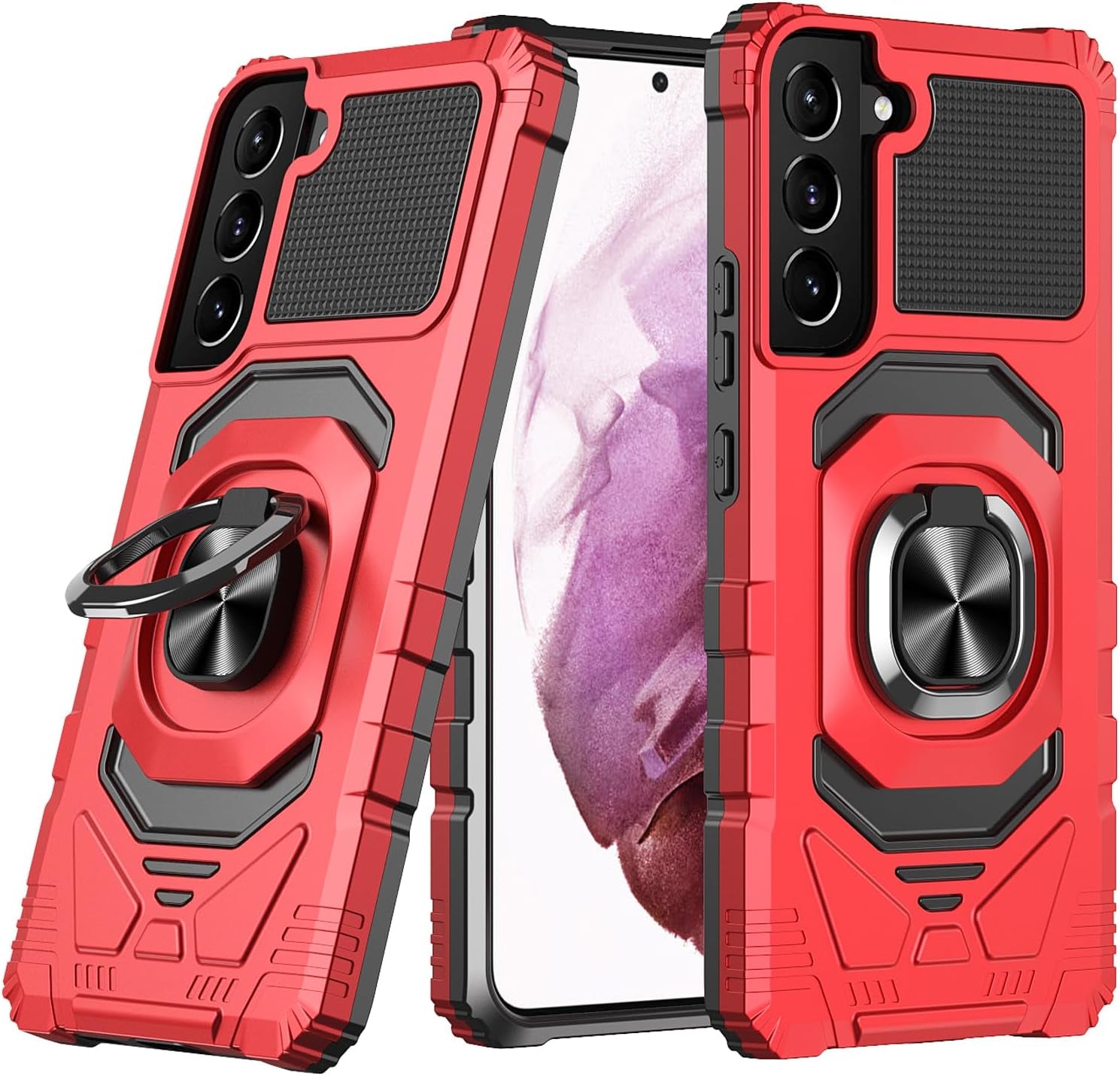 For Samsung Galaxy S22 plus Case with Kickstand Ring Magnetic Holder Military Grade for Galaxy 22+ plus Case Protective Shockproof Case Armor Cover for Galaxy S22 plus Phone Case (Red)