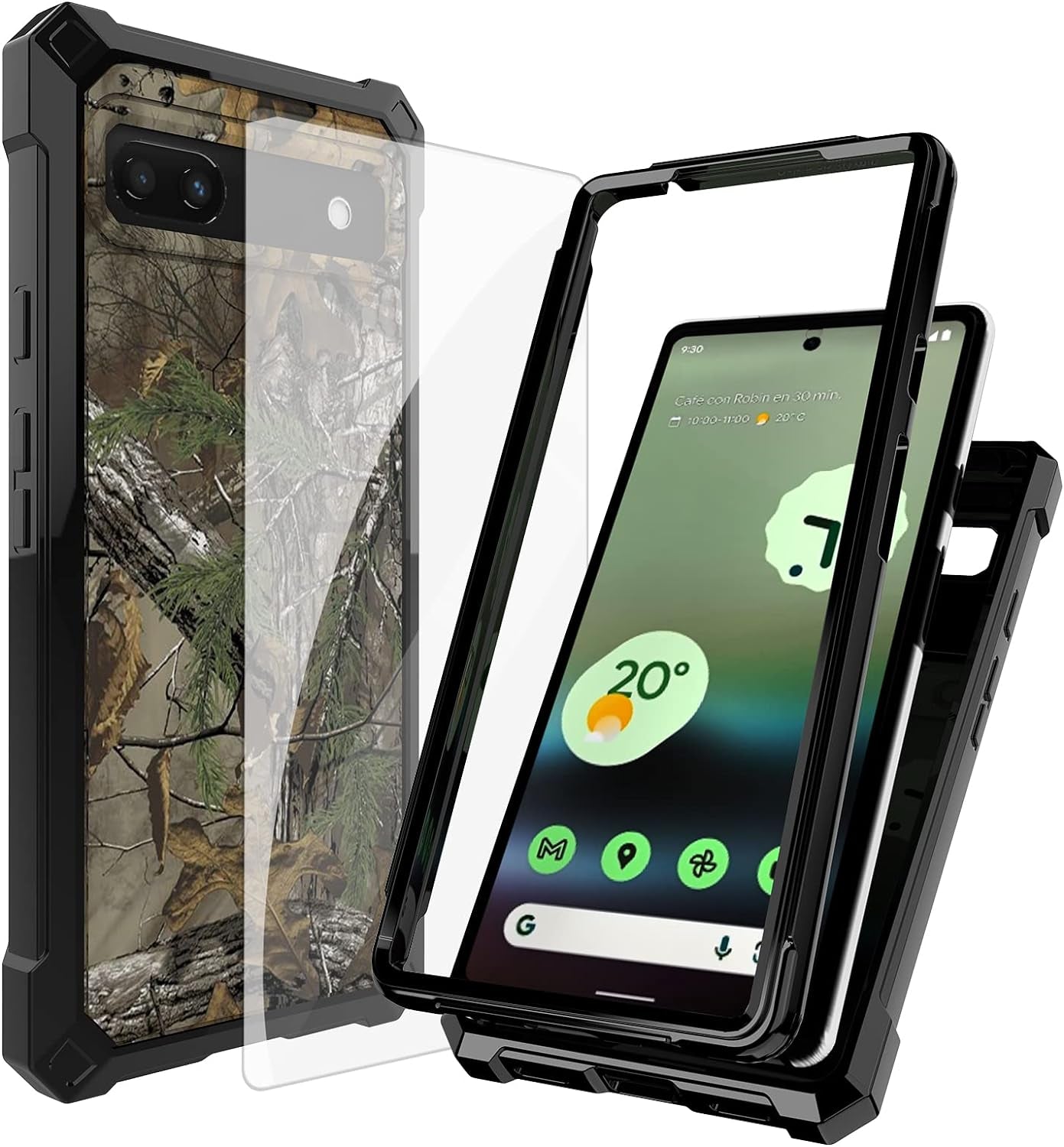 Ailiber Case for Pixel 6A, Google Pixel 6A Phone Case with Screen Protector, 2 Layer Structure Protection, Shockproof Corner TPU Bumper, Heavy Duty Rugged Silicone Phone Cover for Pixel 6A-Blue Pink  Ailiber Air-Guard Corners  Camouflage  